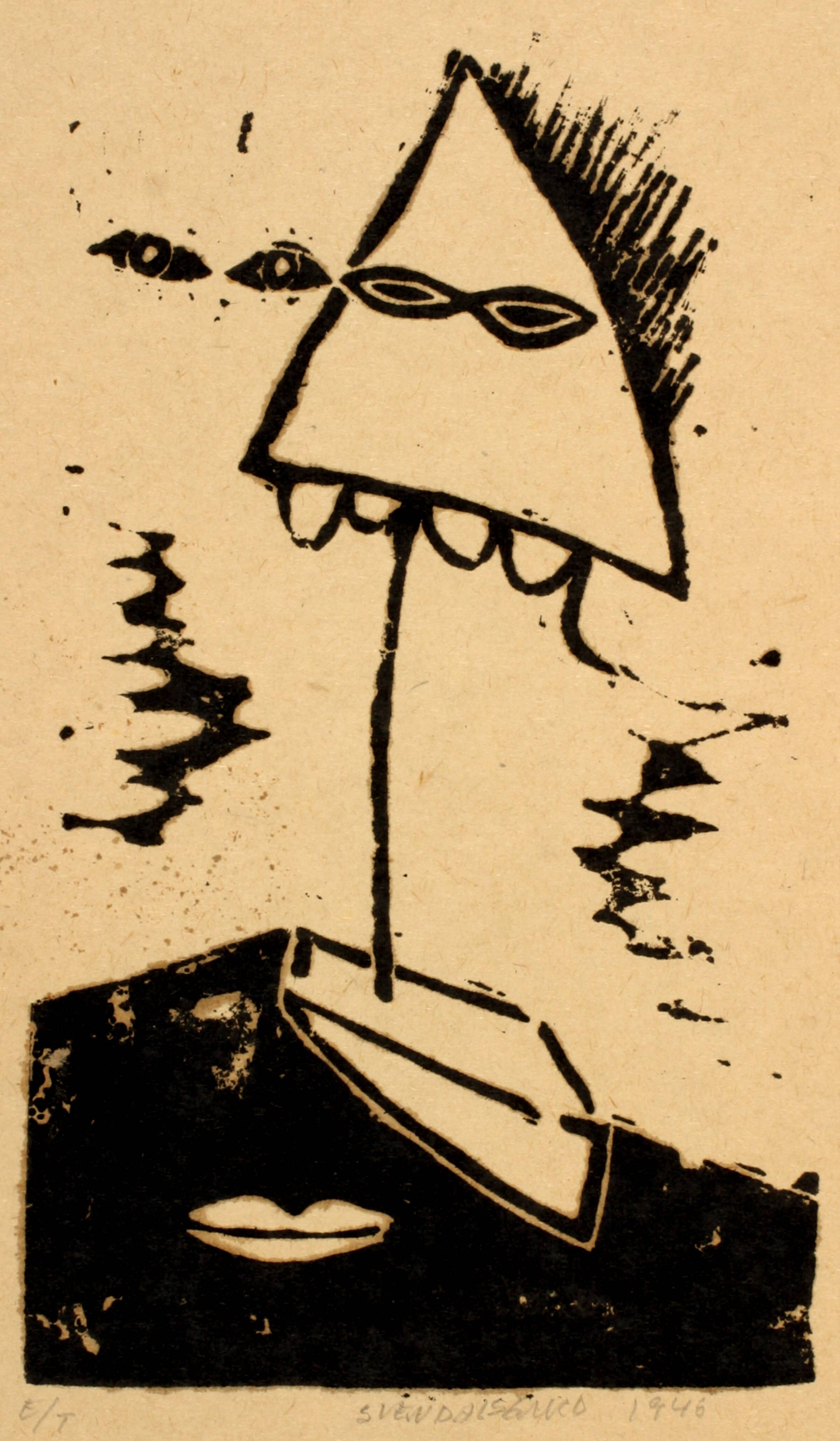 Komposition med maske, Sven Dalsgaard, 1946