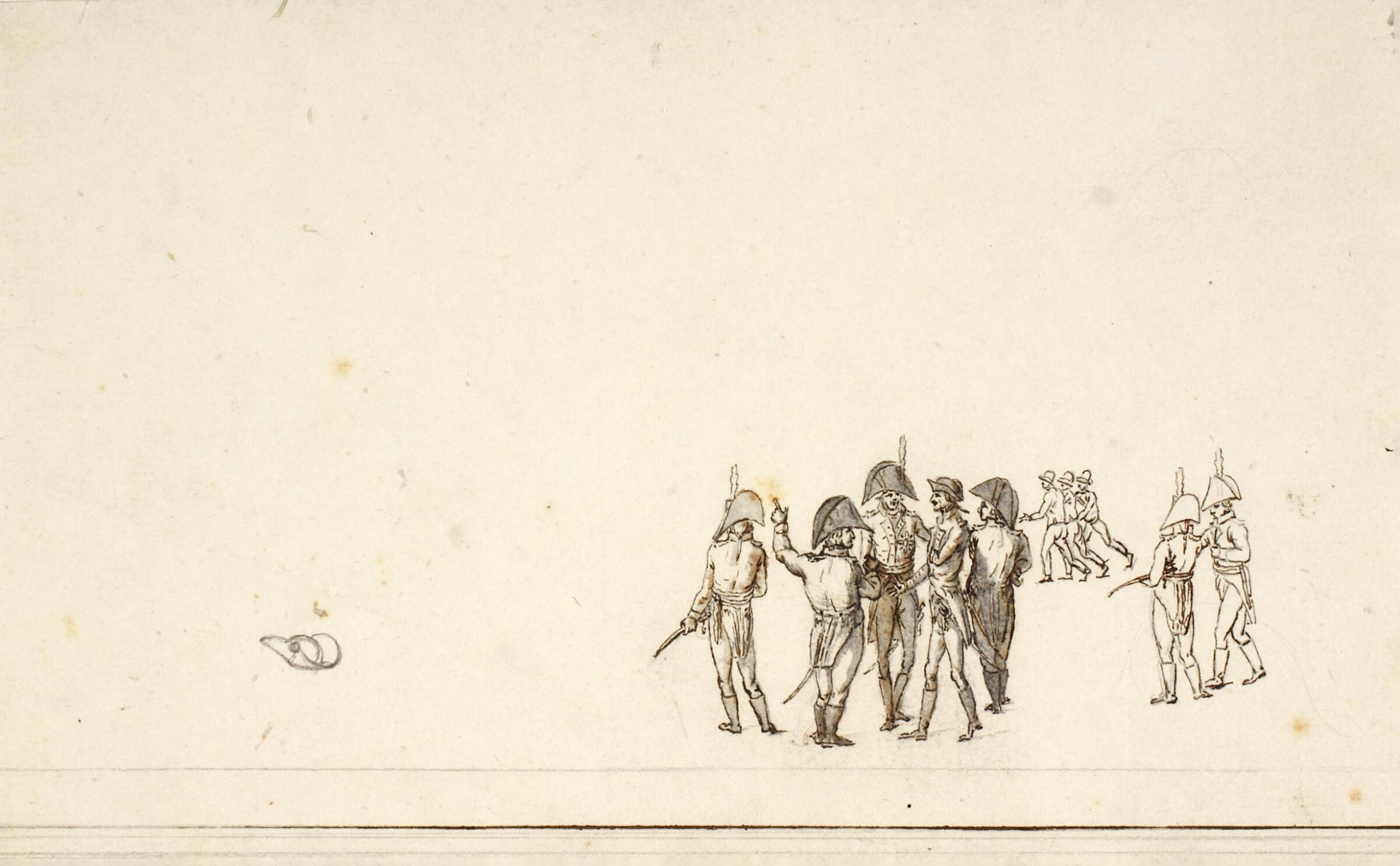 Studie til officersgruppen på Englændernes sidste dåd, C.W. Eckersberg, 1783-1853