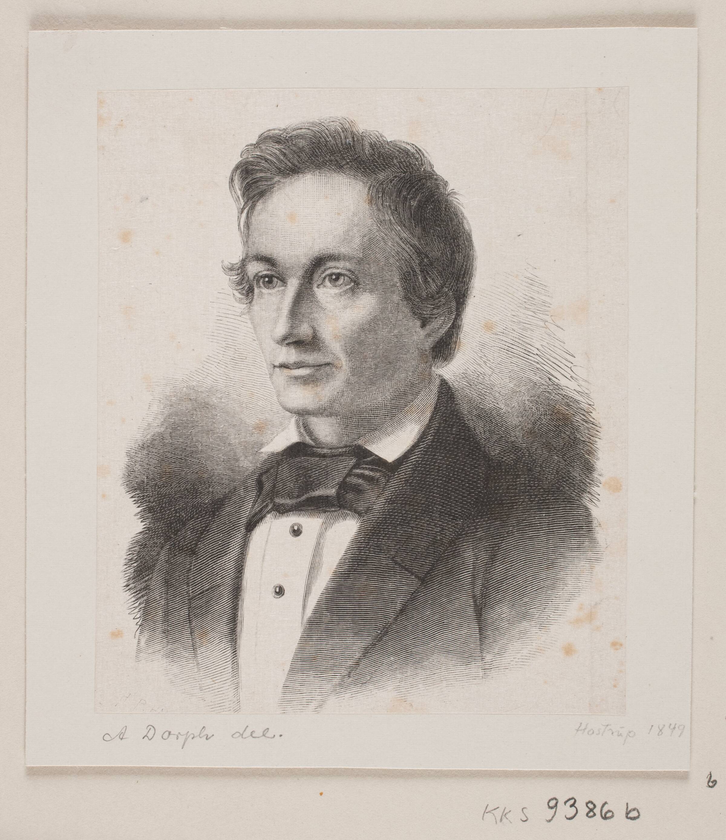 Portræt af Hostrup, Hans Peter Hansen, 1849