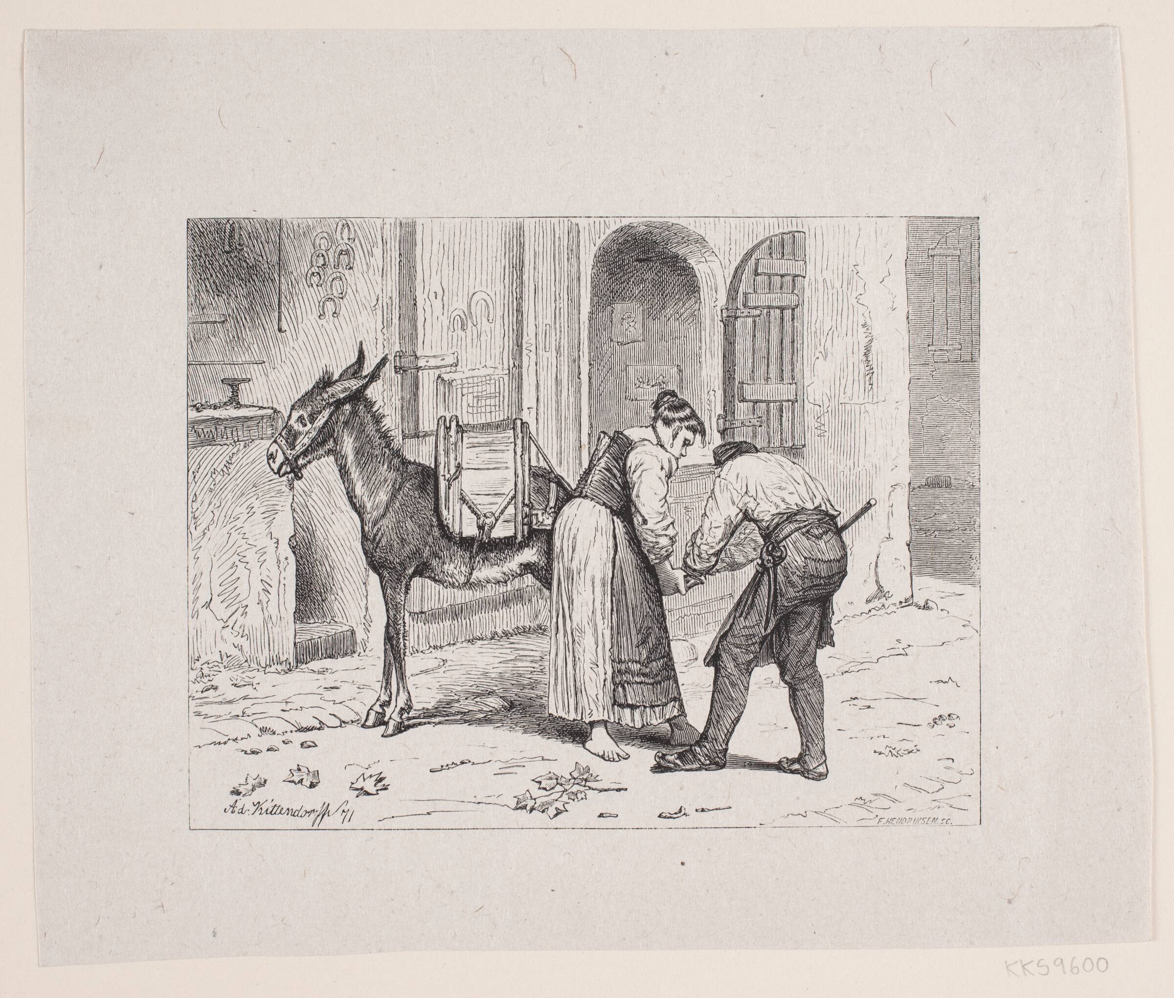 Ved en romersk Smedje, F. Hendriksen, 1871