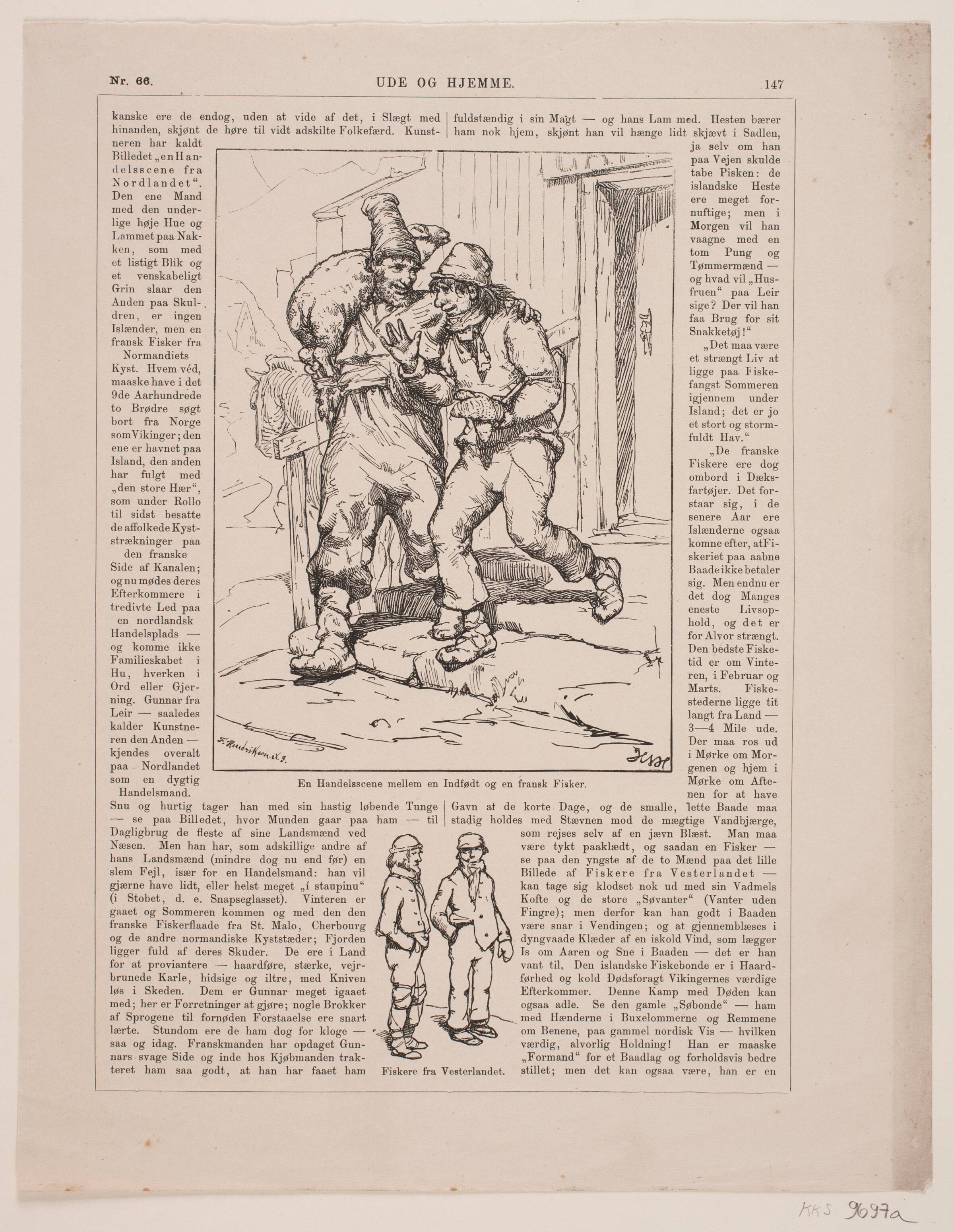 En Handelsscene imellem en Indfødt og en fransk Fisker - Fiskerne fra Vesterlandet, Herman Gram, 1879
