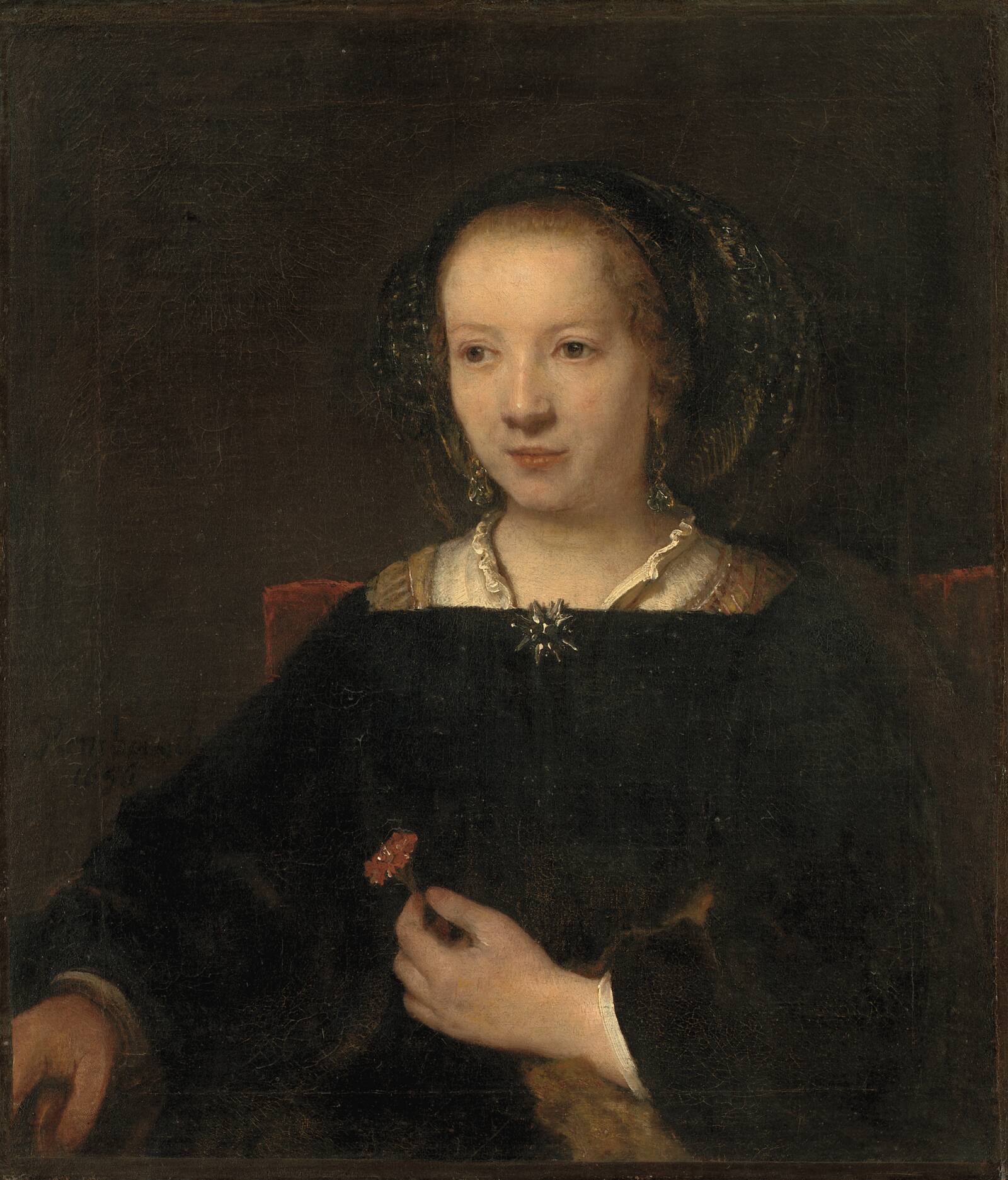 Kvinde med nellike, Willem Drost, 1656