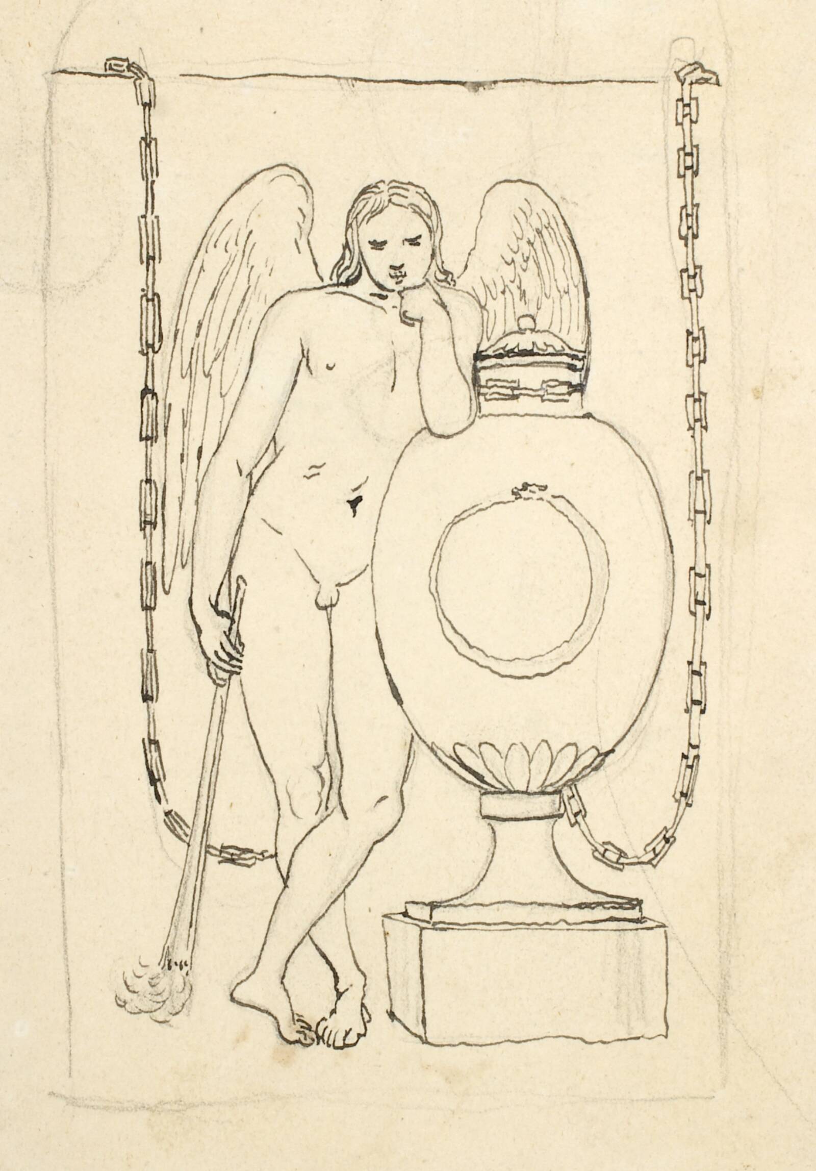 Dødens Genius, lænet til en urne, C.W. Eckersberg, 1853