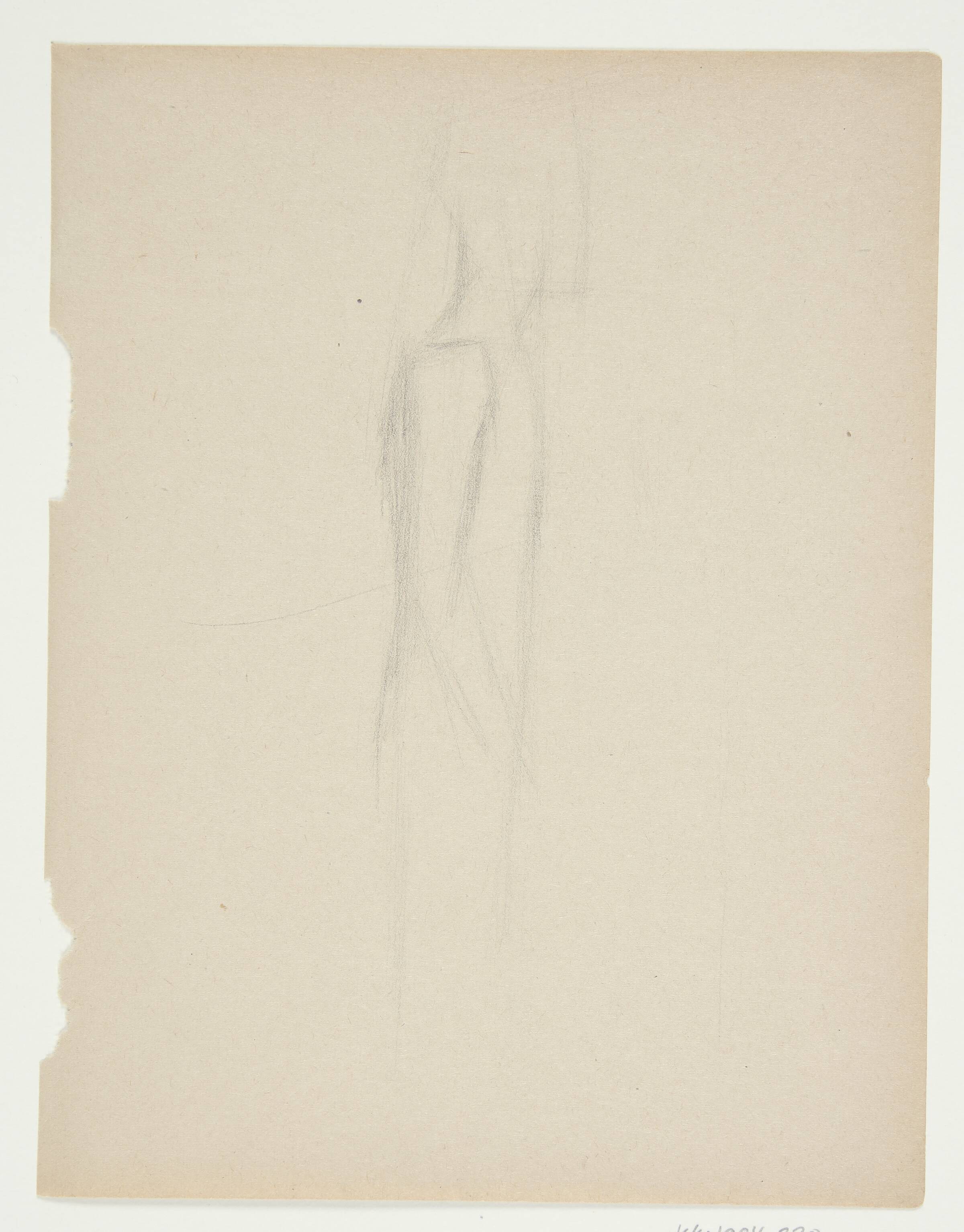 Stående mandsfigur i profil mod højre; knæfigur, Agnete Madsen, 1950-1954