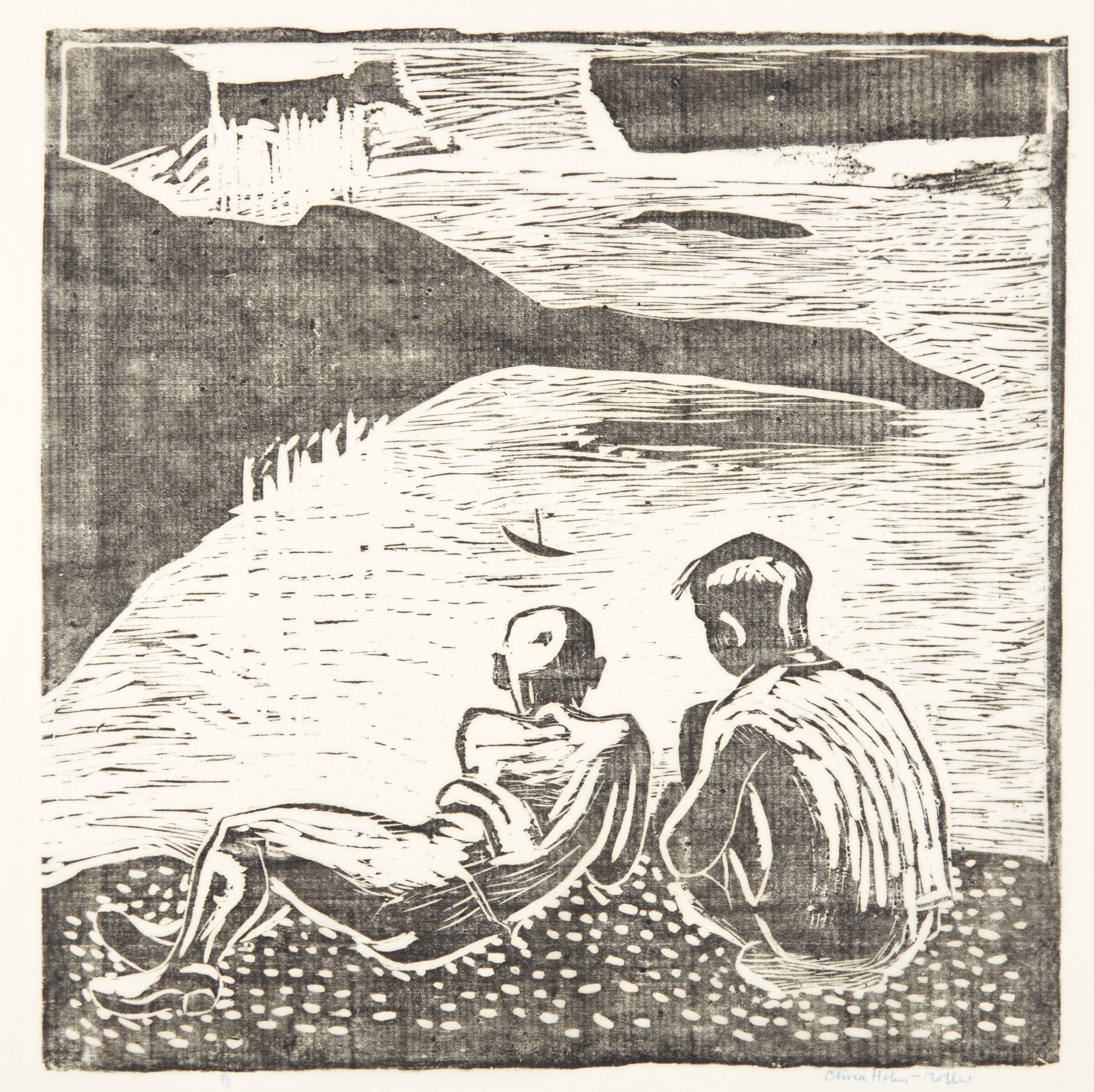 To drenge ved stranden, Olivia Holm-Møller, 1920