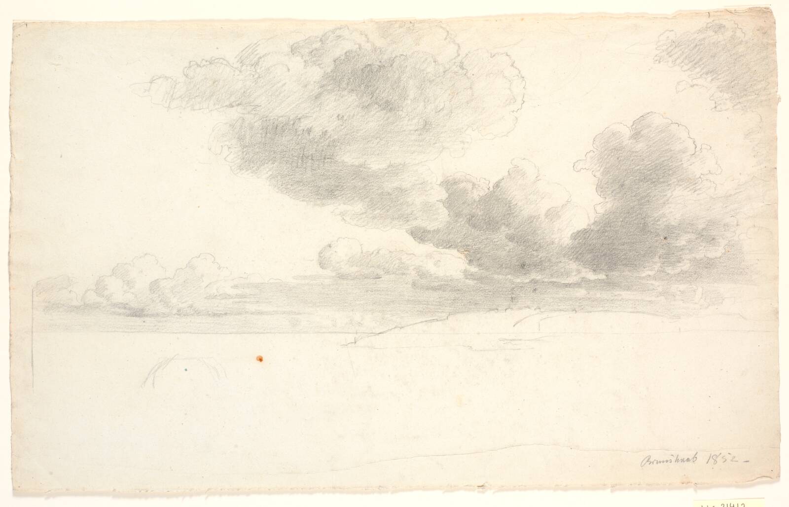 Skystudier med landskabsrids nedenunder, P.C. Skovgaard, 1852