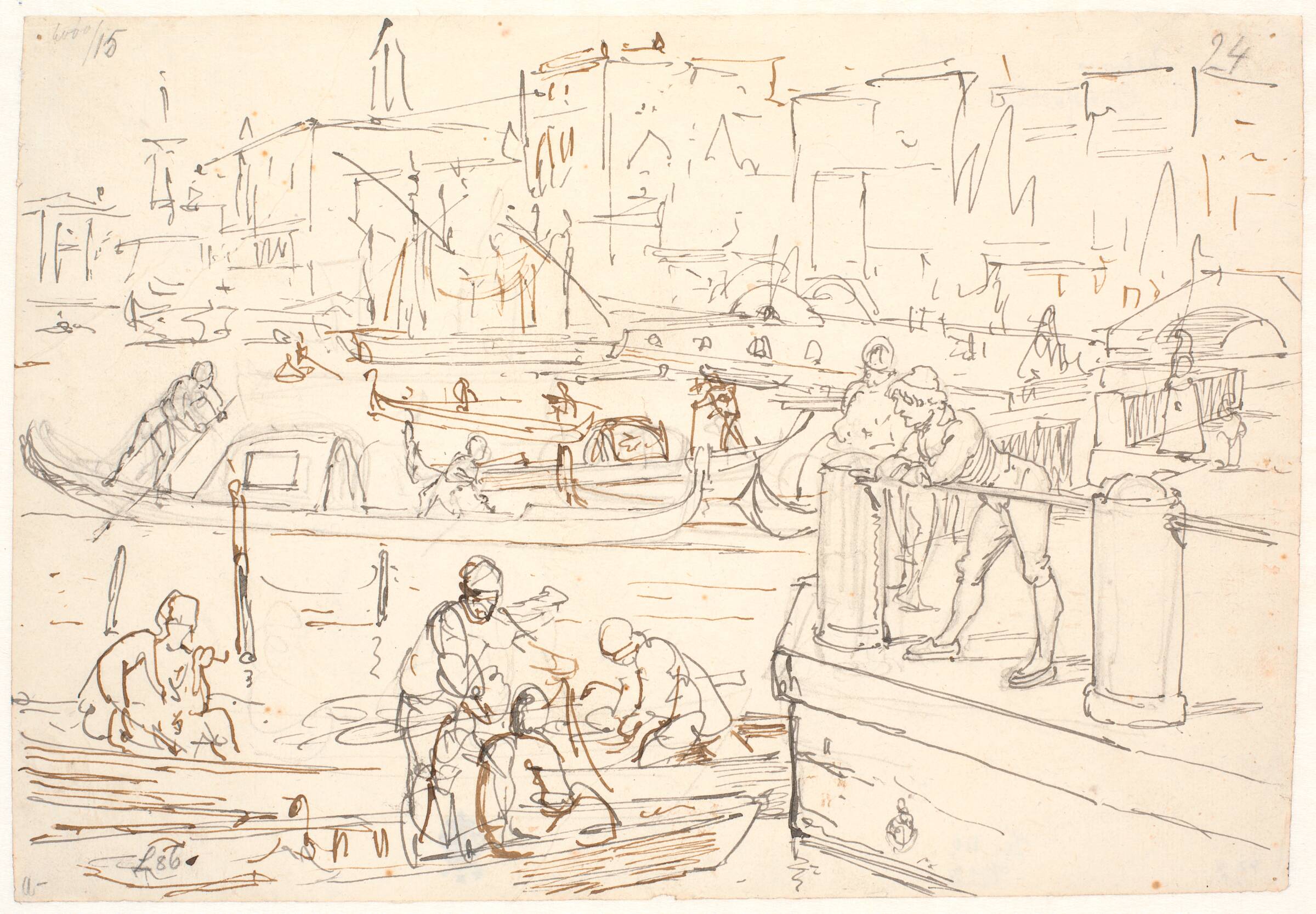 Scene ved rivaen i Venedig, Wilhelm Marstrand, 1810-1873
