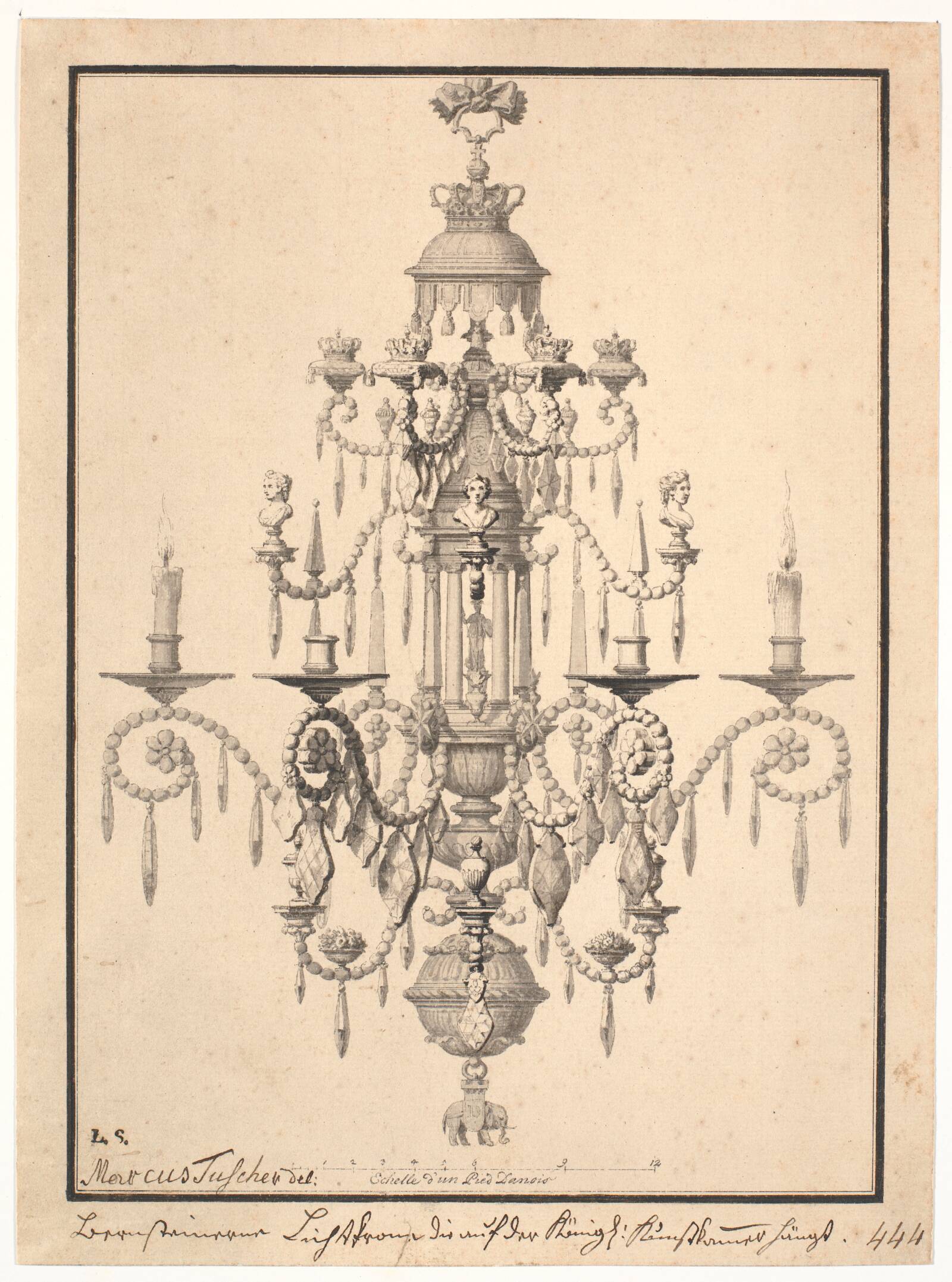 En lysekrone, Marcus Tuscher, 1746-1751