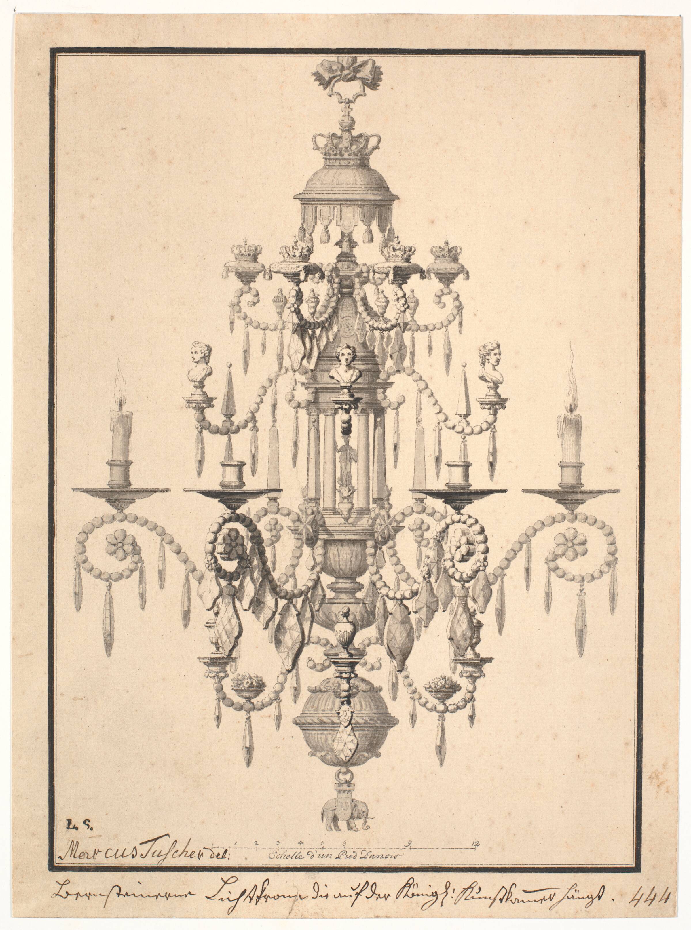 En lysekrone, Marcus Tuscher, 1746-1751