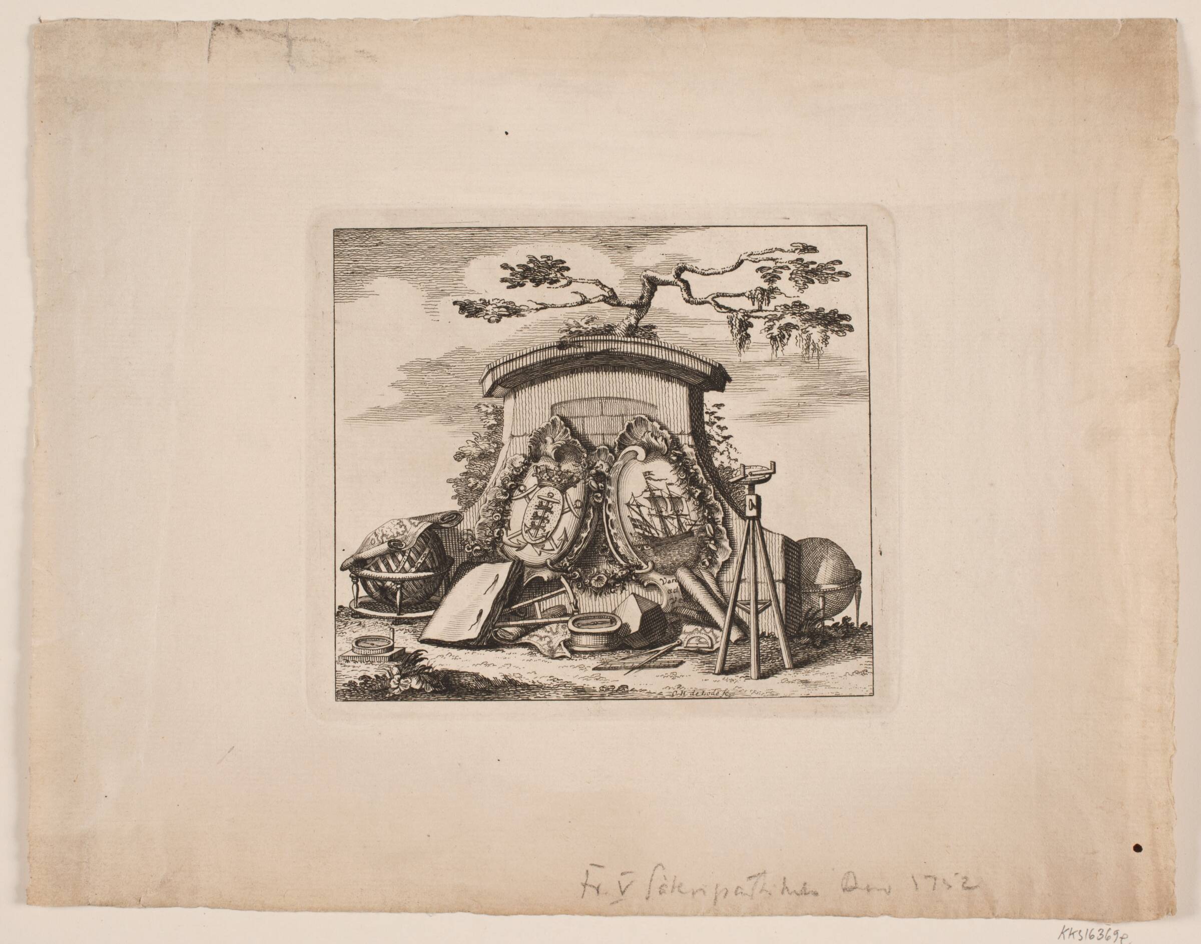 Vignet til Frederik V's Søkrigsartikelsbrev, Odvardt Helmoldt de Lode, 1754-1758