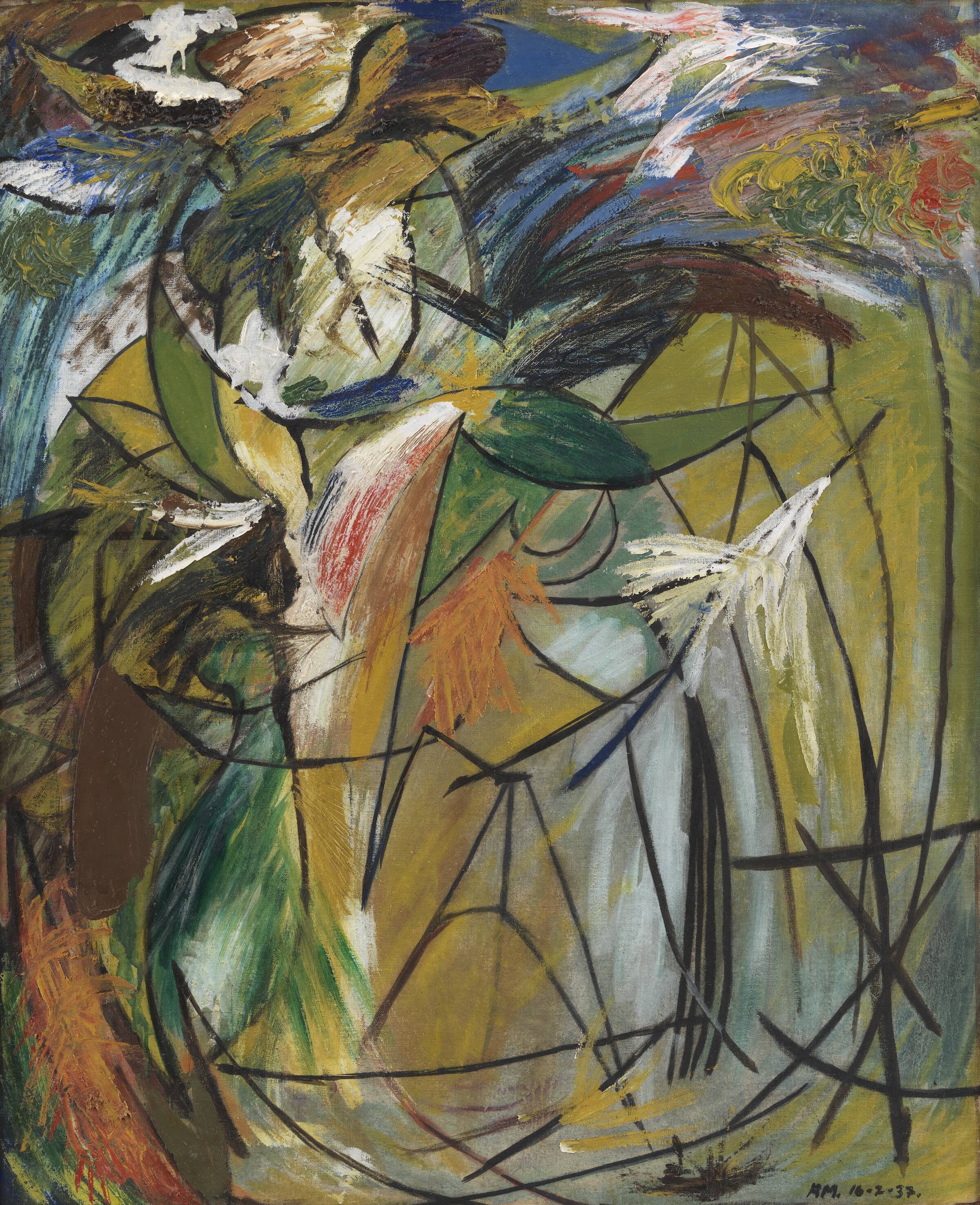 Kvinde og fugle i naturen, Richard Mortensen, 1937