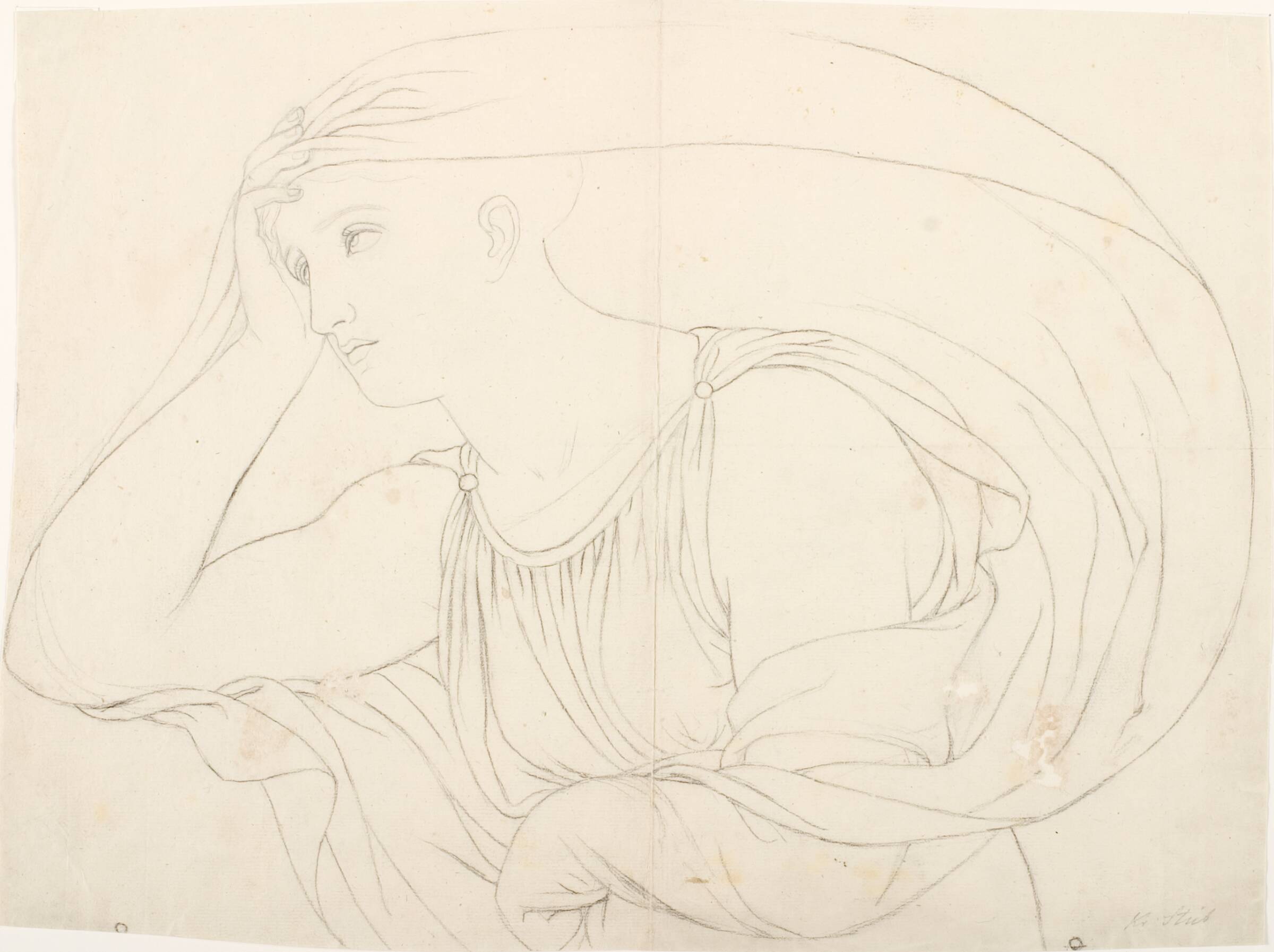 Alcyone ser ud over havet. Halvfigur, C.G. Kratzenstein Stub, 1810