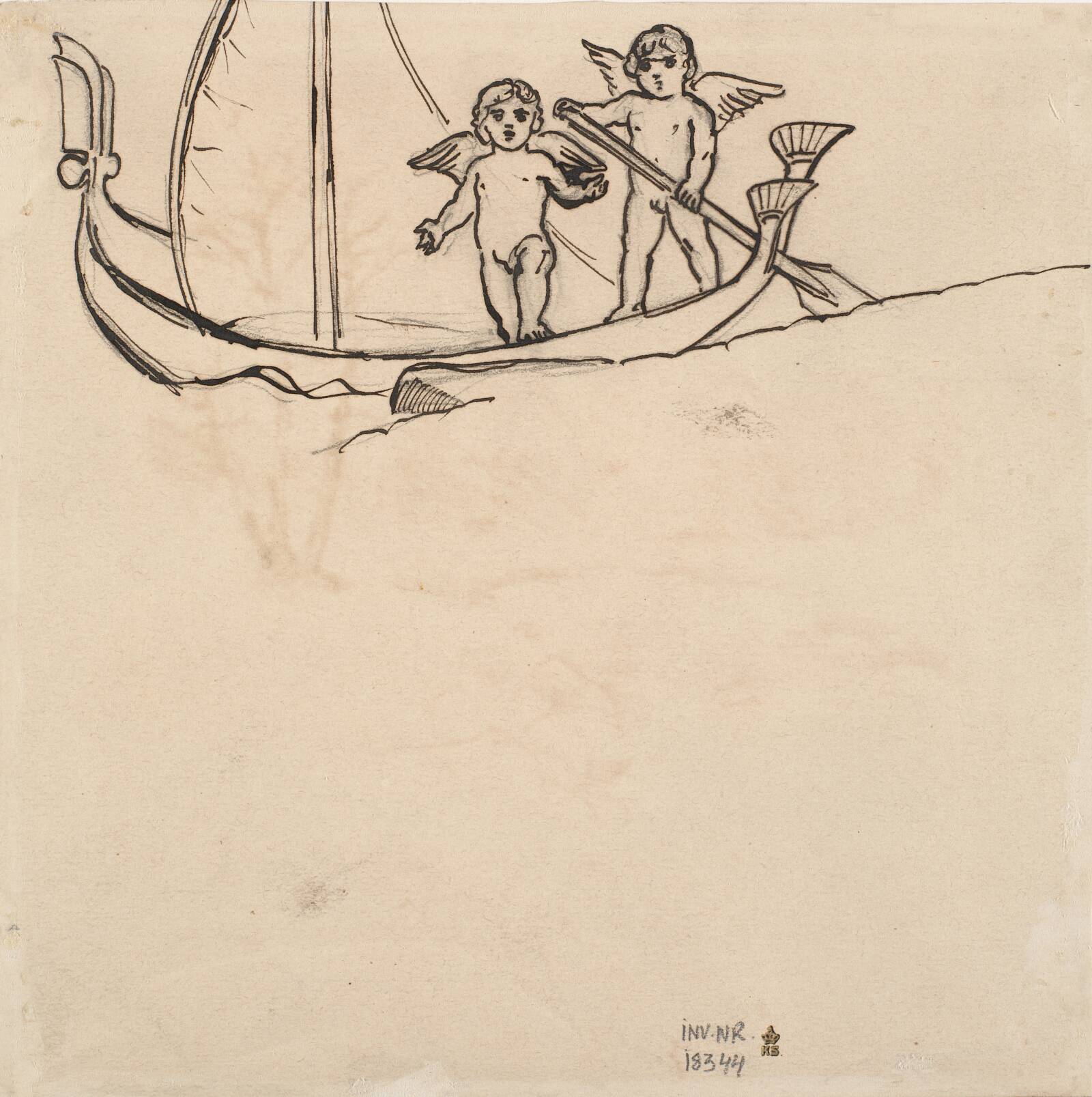 To genier i båd, Joakim Skovgaard, 1885