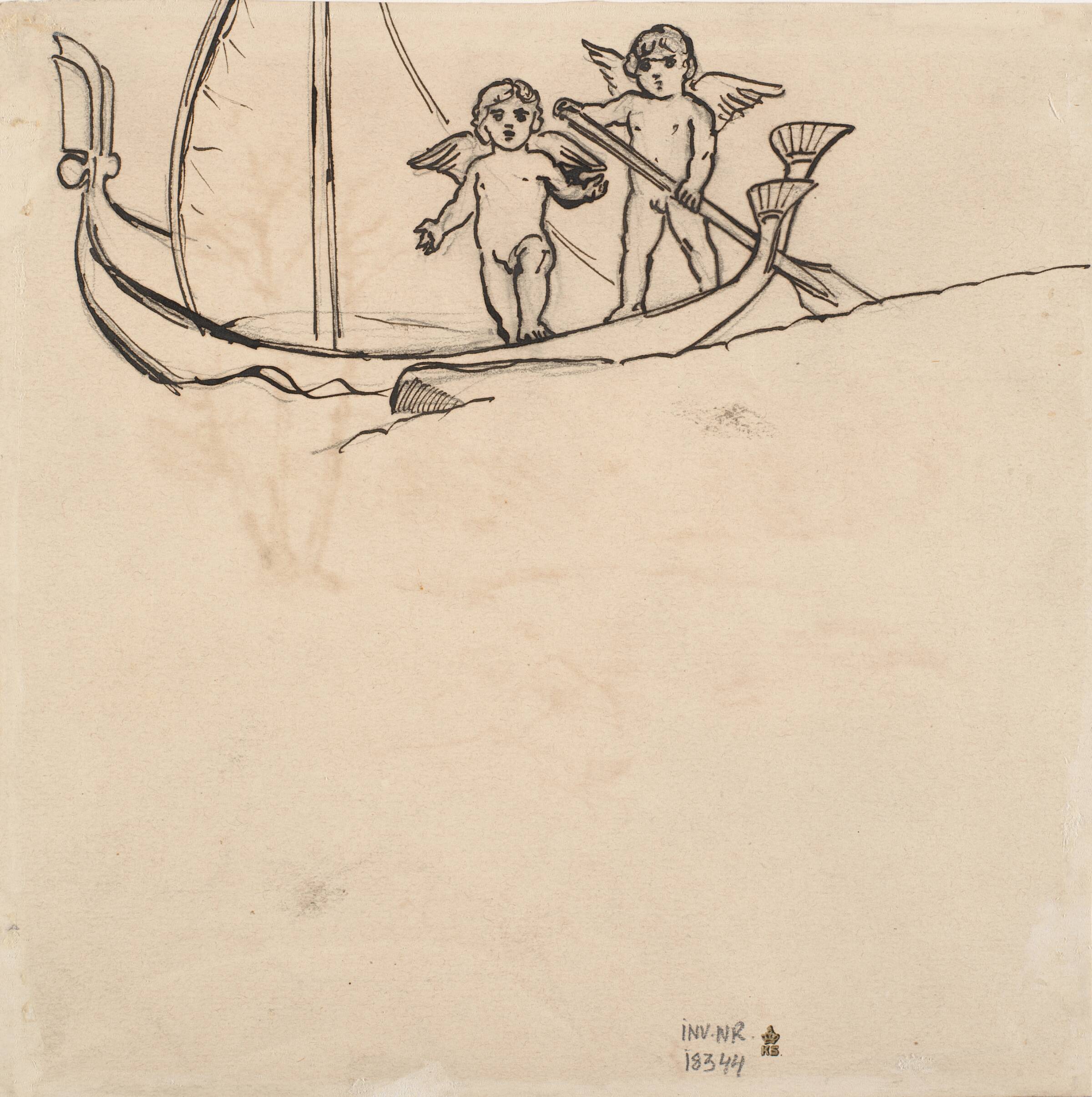 To genier i båd, Joakim Skovgaard, 1885