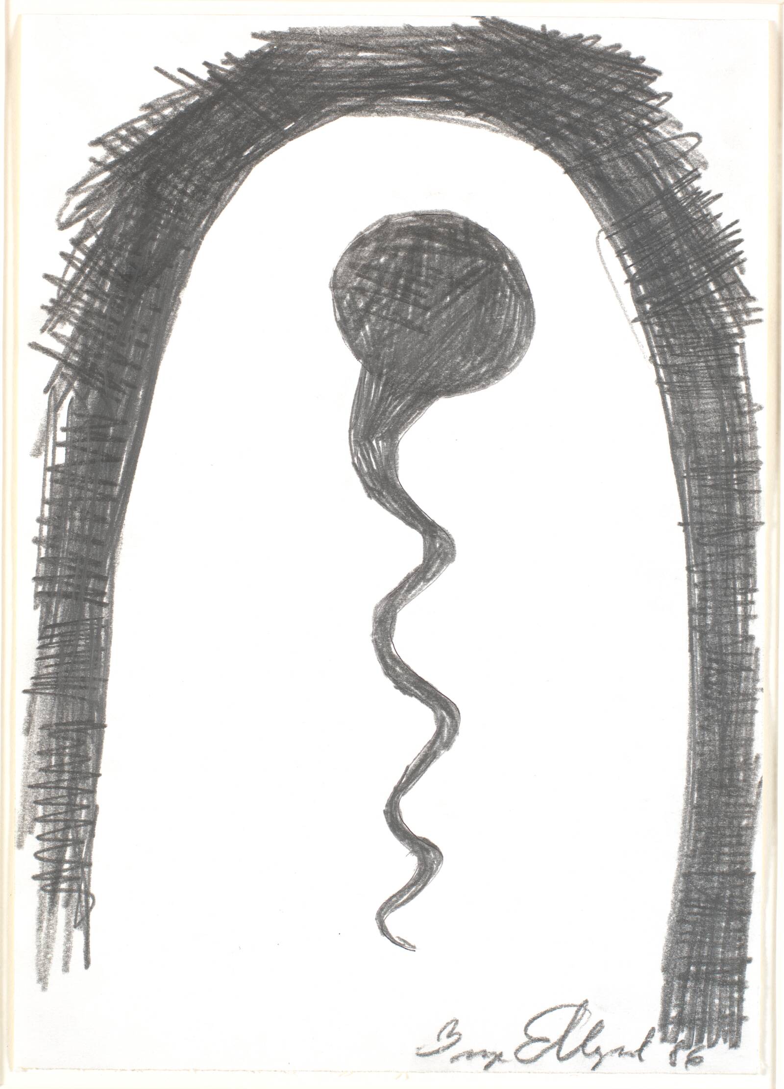 Tegning, Inge Ellegaard, 1986