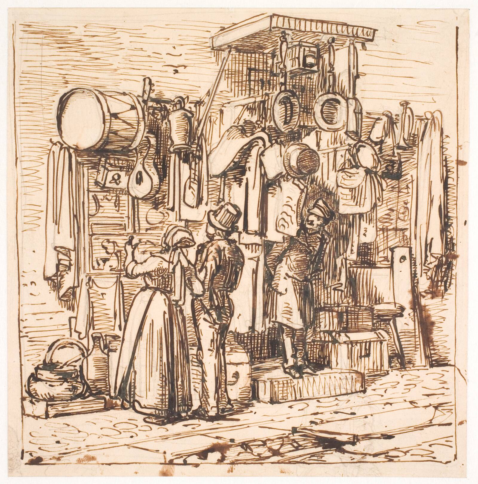 Udenfor en marskandiserbod, Wilhelm Marstrand, 1810-1873