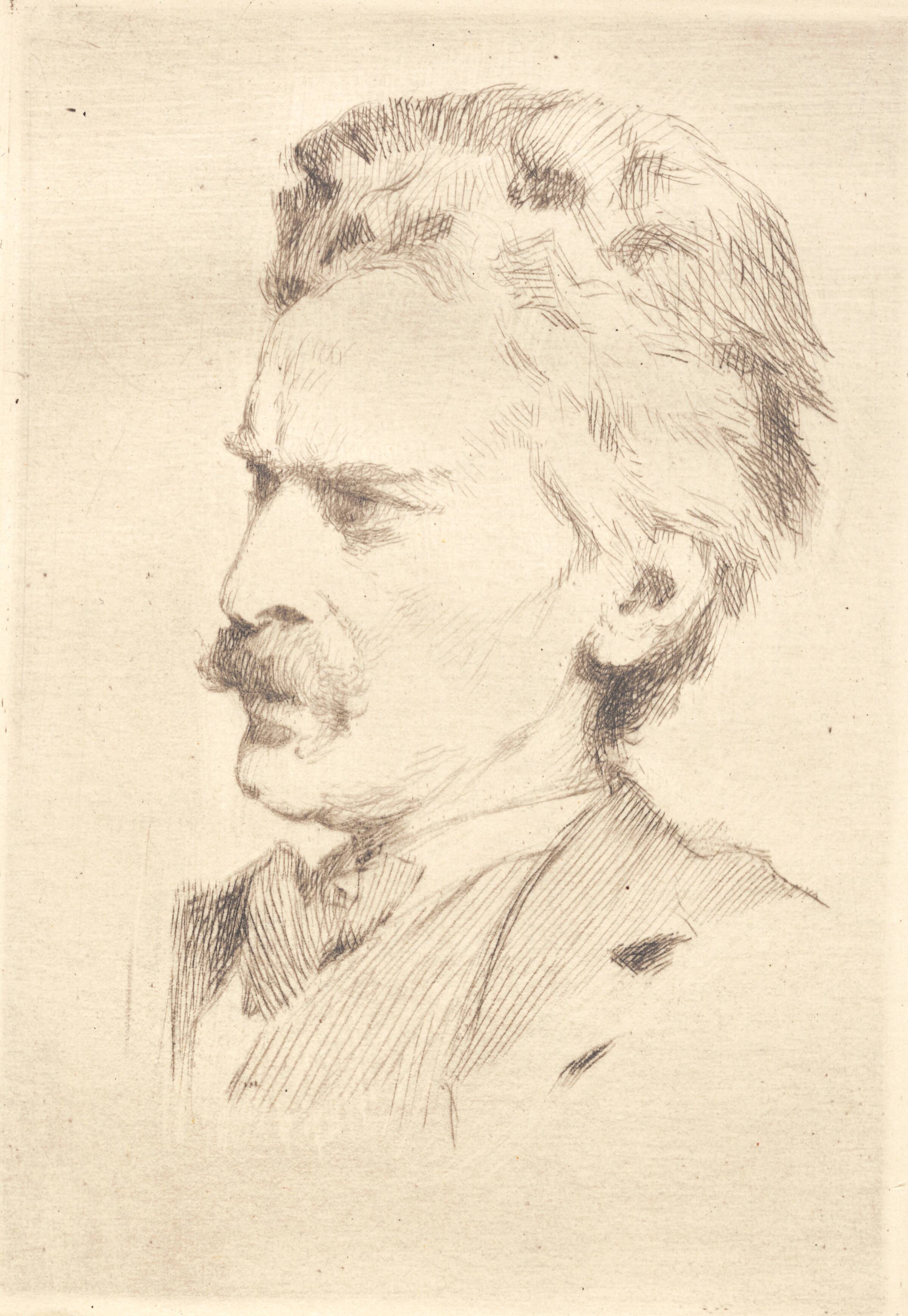 Portræt af xylograf F. Hendriksen, Frans Schwartz, 1865-1917