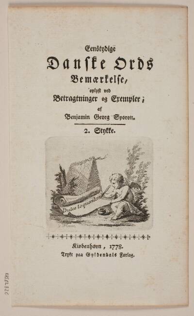 Titelblad til B. G. Sporon "Entydige Danske Ords Bemærkelse"
