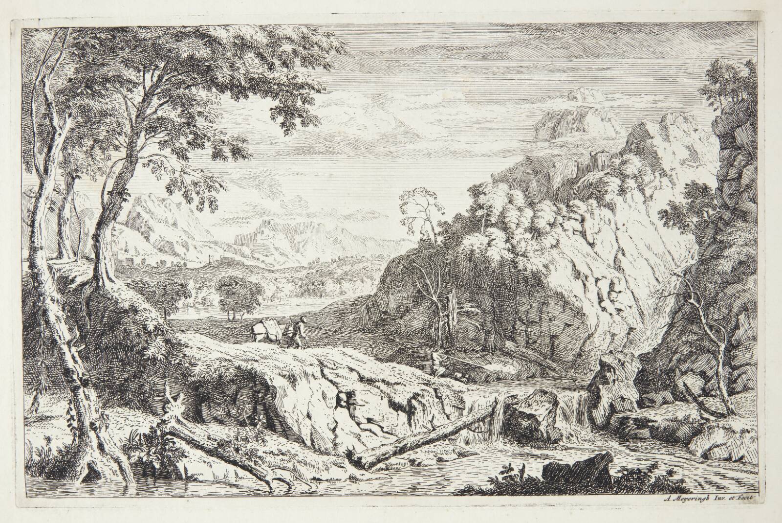 Landskab med en jæger, Albert Meyering, 1645-1714