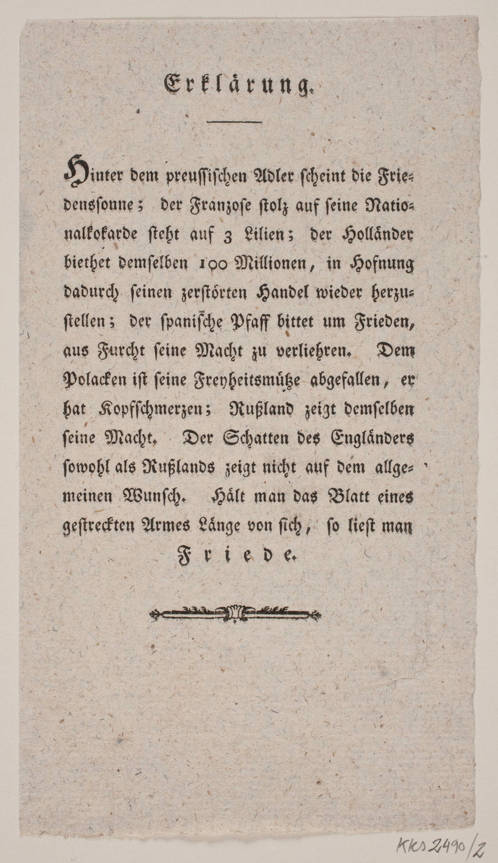 Allgemeiner Wunsch. Tekstblad, Gerhard Ludvig Lahde, 1765-1833
