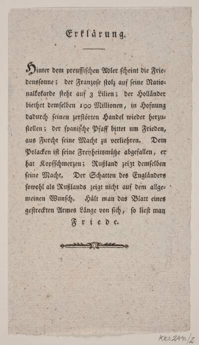 Allgemeiner Wunsch. Tekstblad
