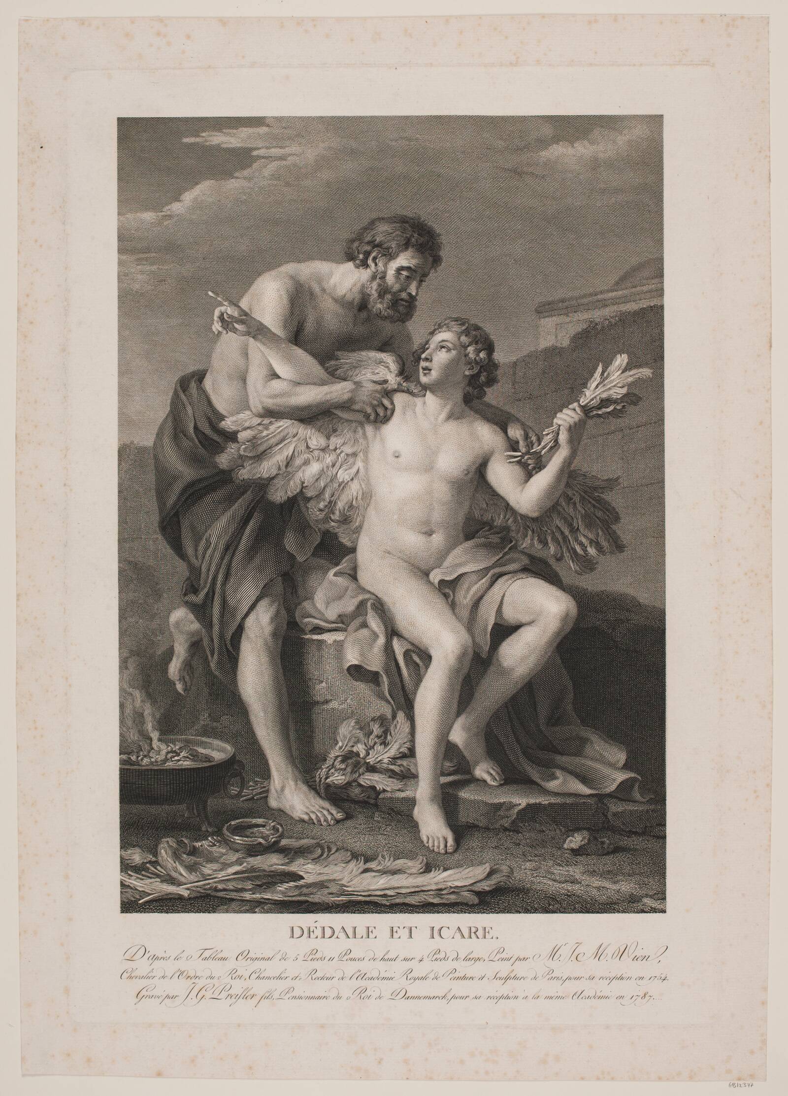 Dédale et Icare, J.G. Preisler, 1787