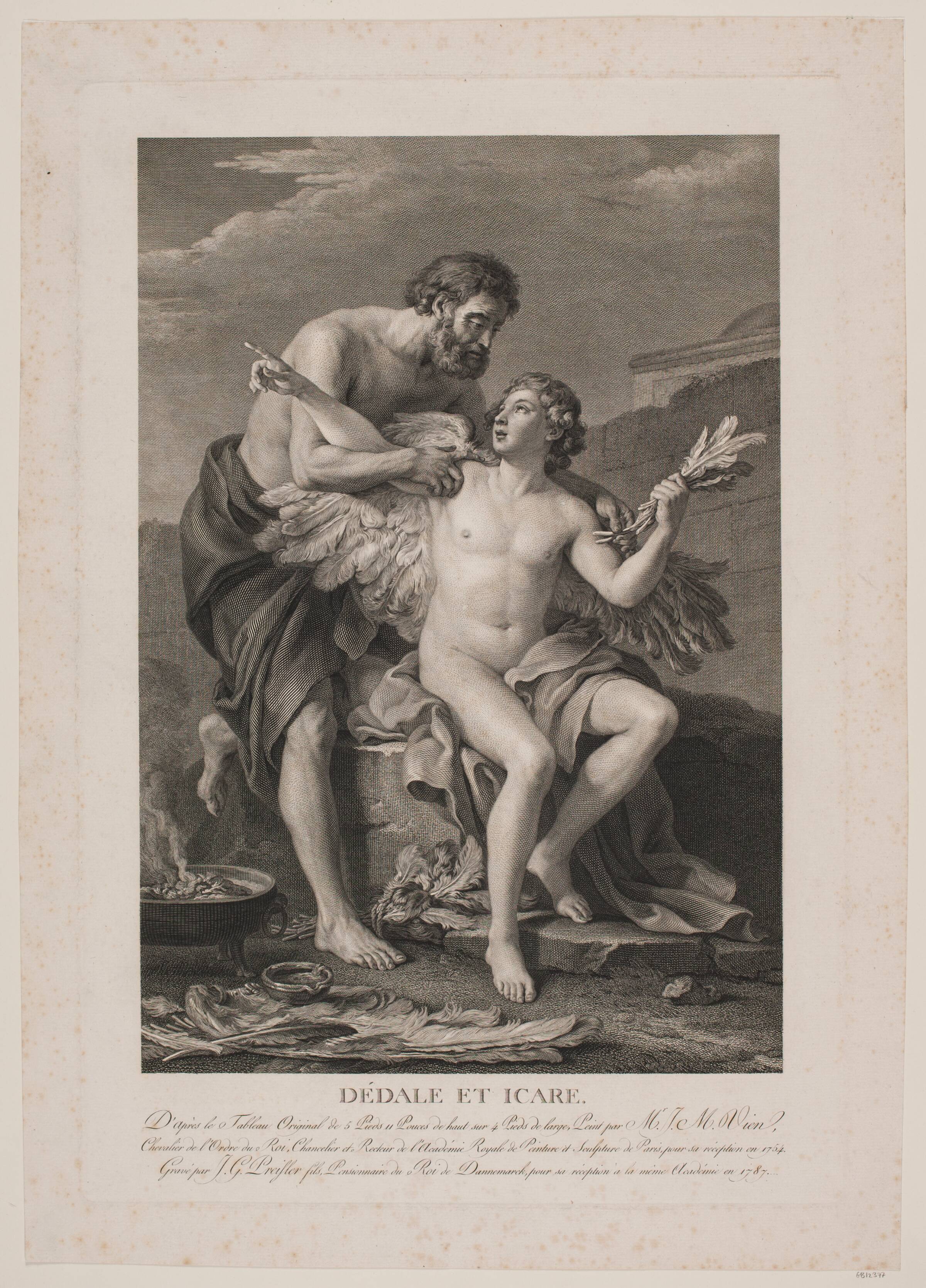 Dédale et Icare, J.G. Preisler, 1787