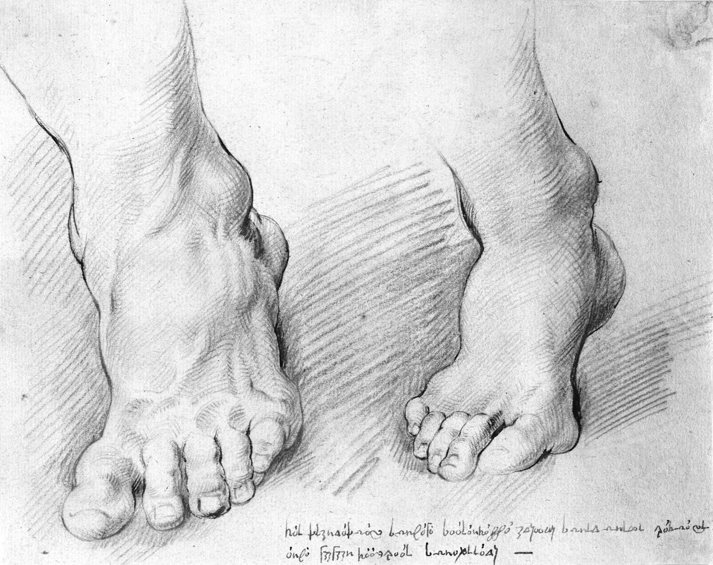 Laokoons venstre fod og den ældste søns højre fod, Willem Panneels, 1628-1629