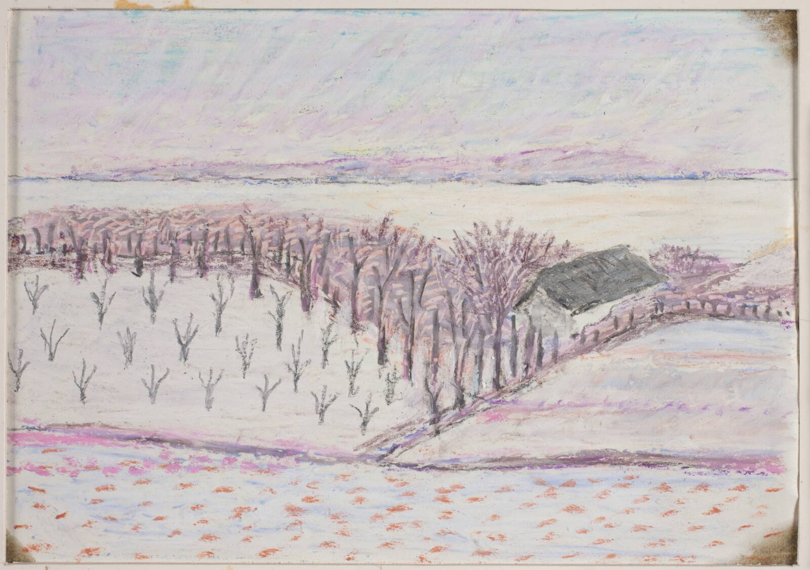 Vinterlandskab med et bondehus, Henrik Starcke, 1899-1973