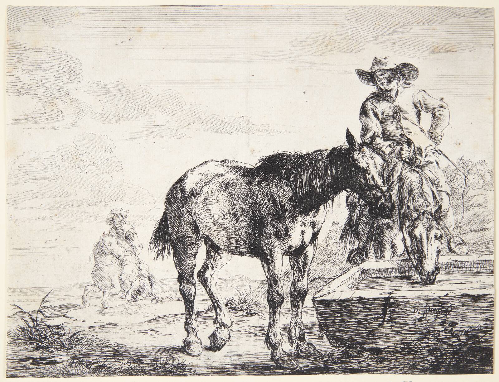 To heste ved et trug, Dirk Stoop, 1651
