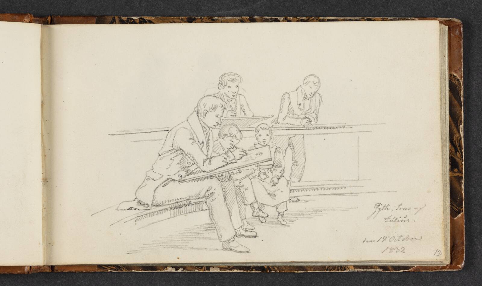 Figurscene med tegnere, Martinus Rørbye, 1832