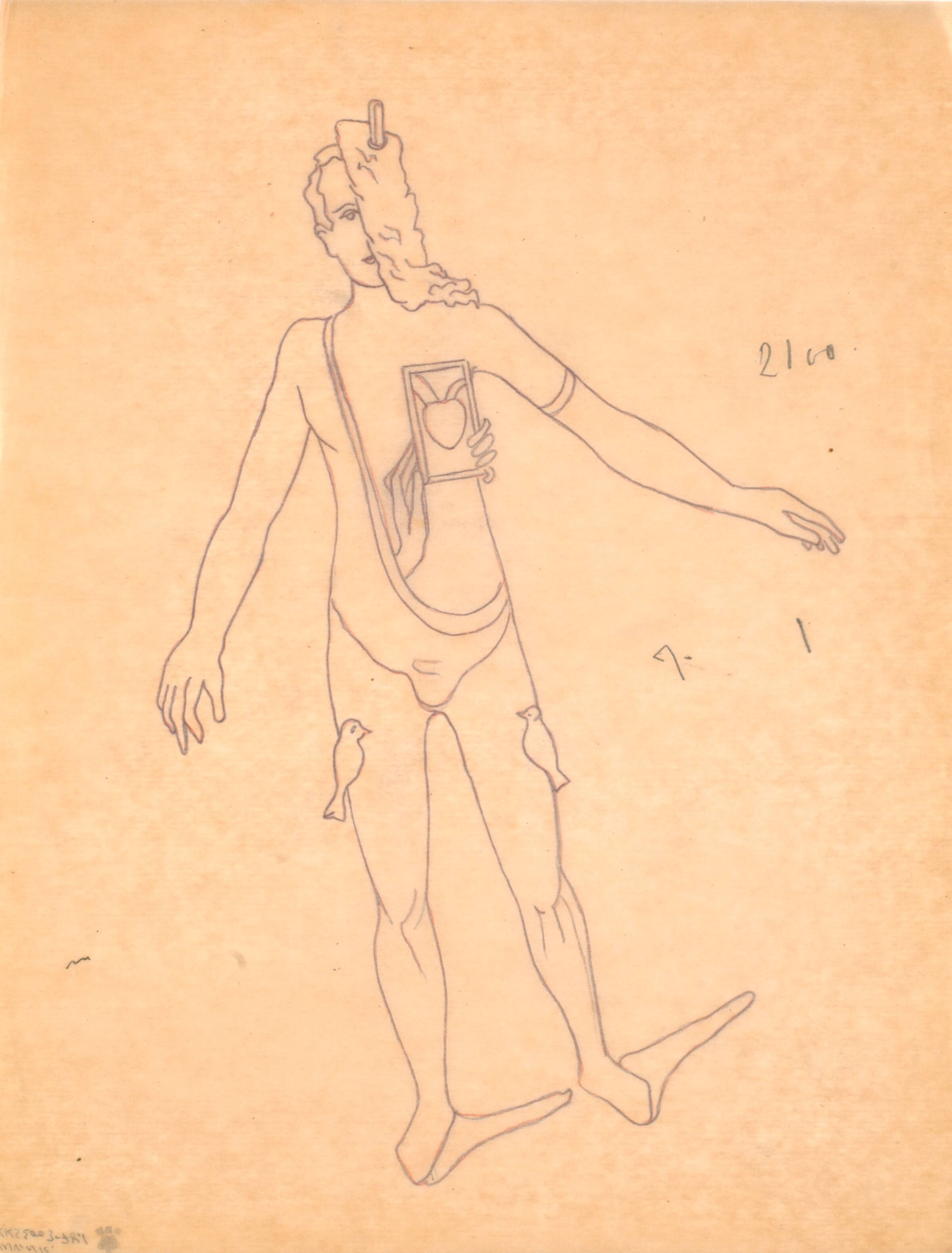 Kærlighedens triumf. Kostumeskitse til Manden, Elskeren, Wilhelm Freddie, 1940