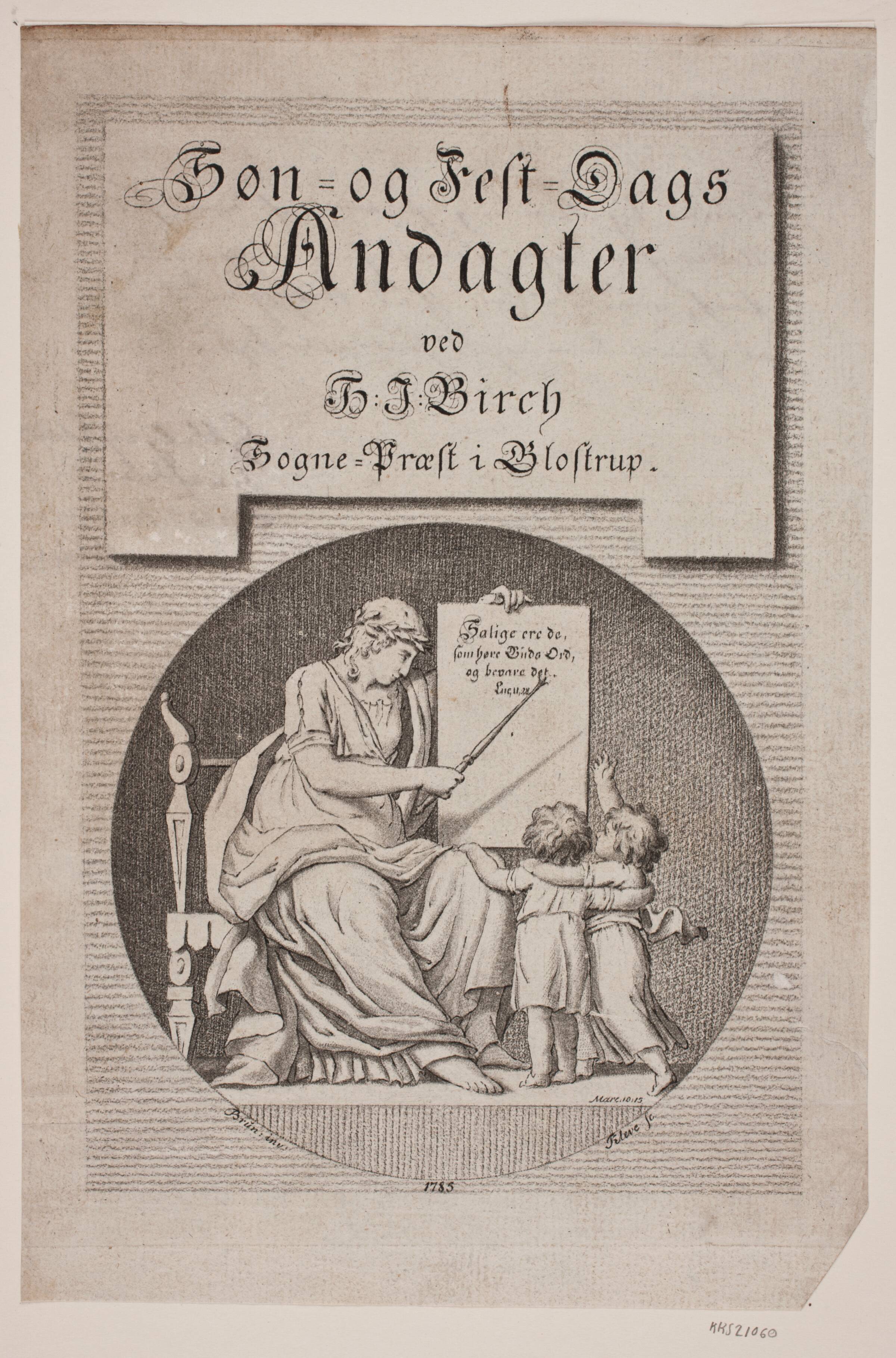 Titelblad til "Søn- og Fest- Dags Andagter", Terkel Kleve, 1785