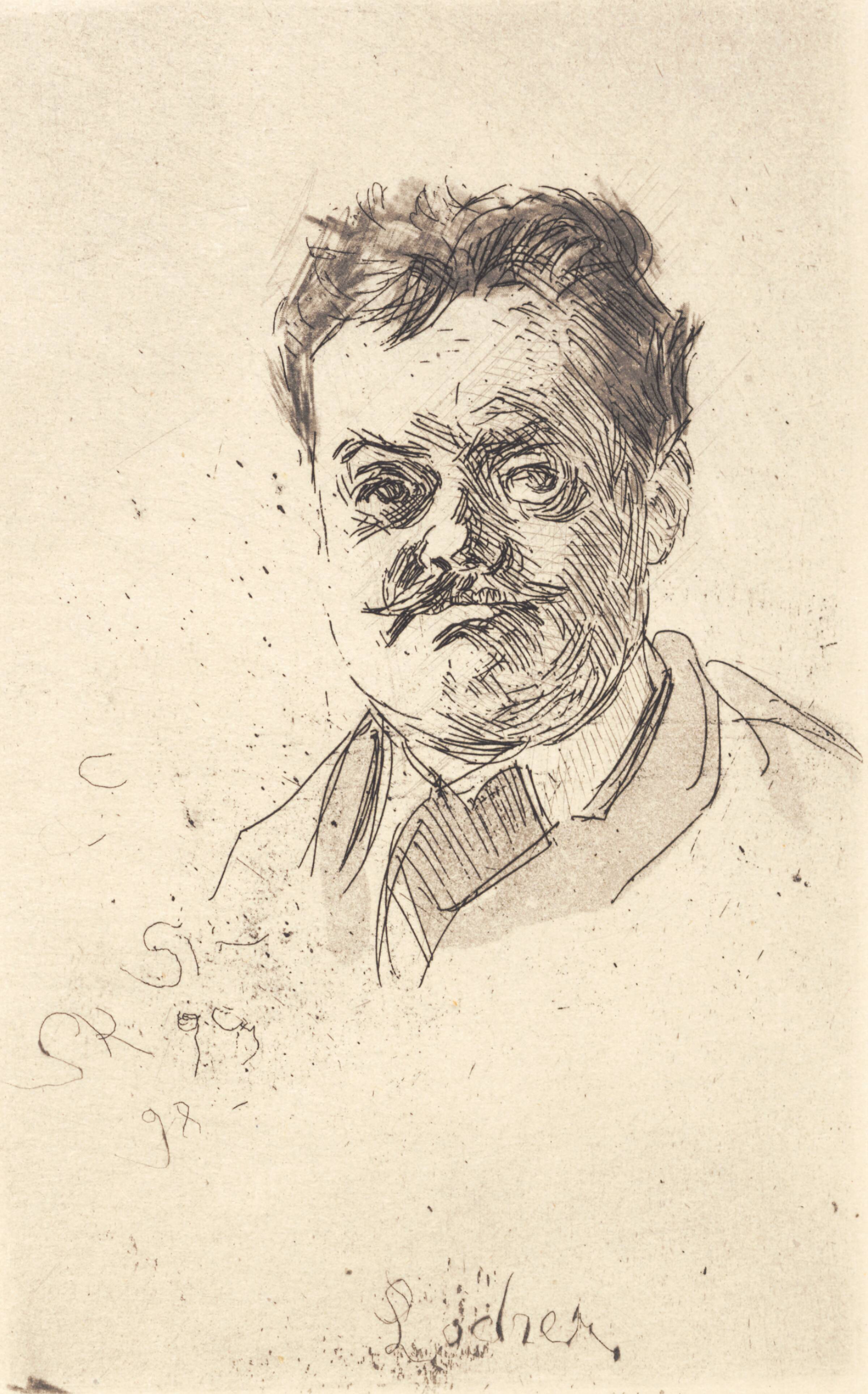 Portræt af Carl Locher, en face, P.S. Krøyer, 1898