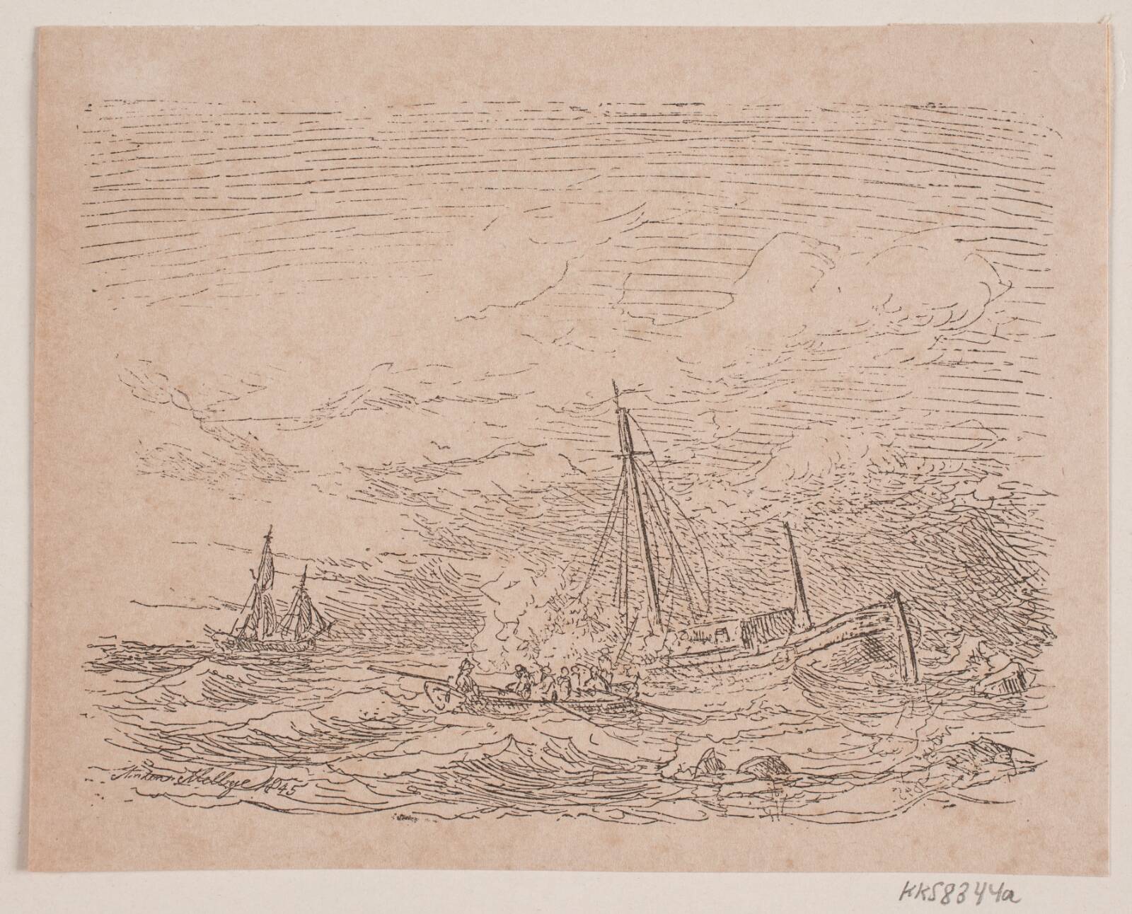 En stranding, Anton Melbye, 1845