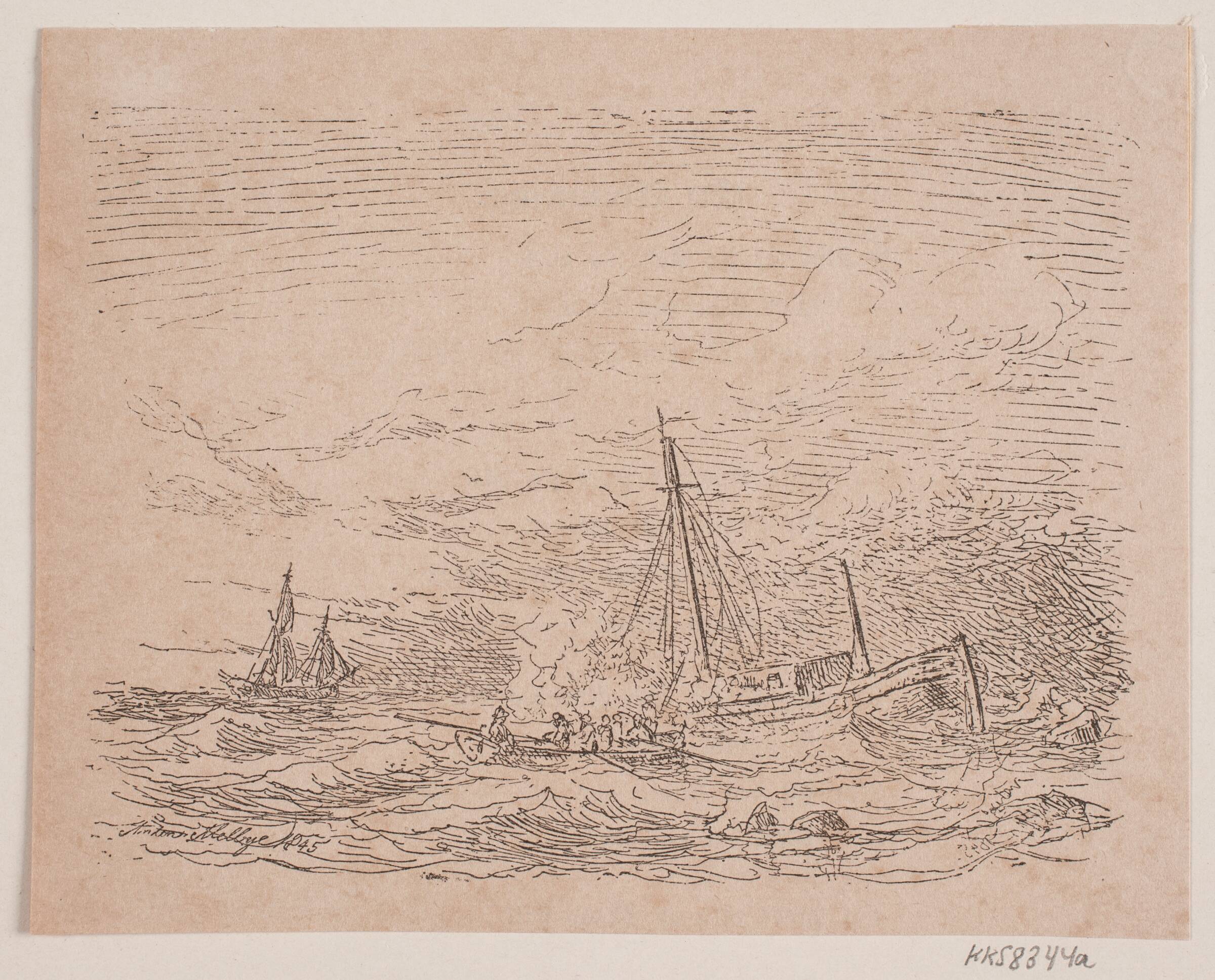 En stranding, Anton Melbye, 1845