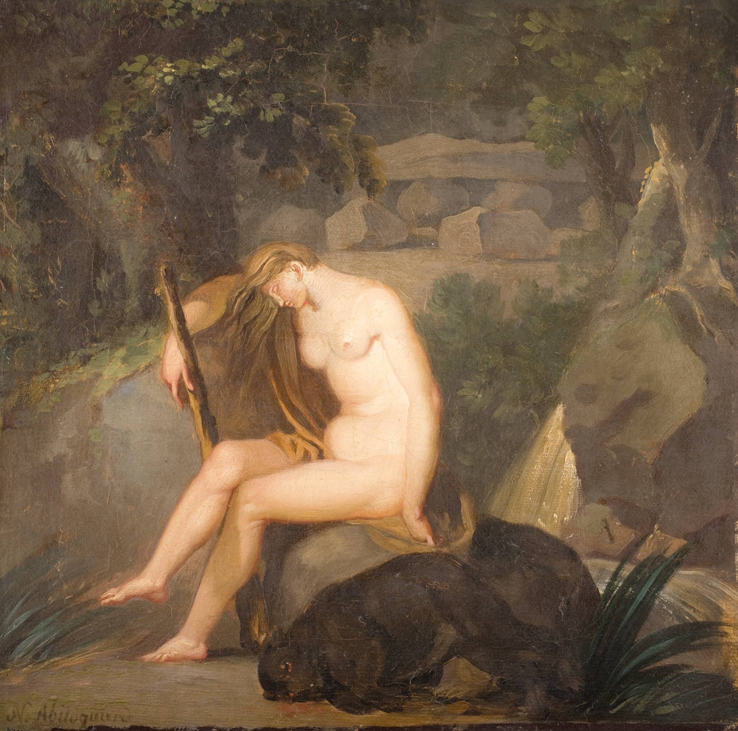 Den vilde og rå naturtilstand. Allegori på en af fire hovedepoker i Europas kulturhistorie, Nicolai Abildgaard, 1784