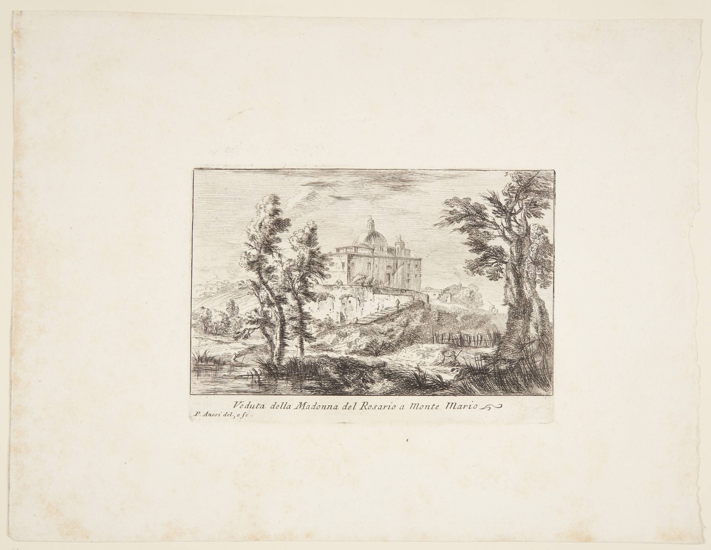Udsigt mod Madonna del Rosario-kirken på Monte Mario, Paolo Anesi, 1741-1748