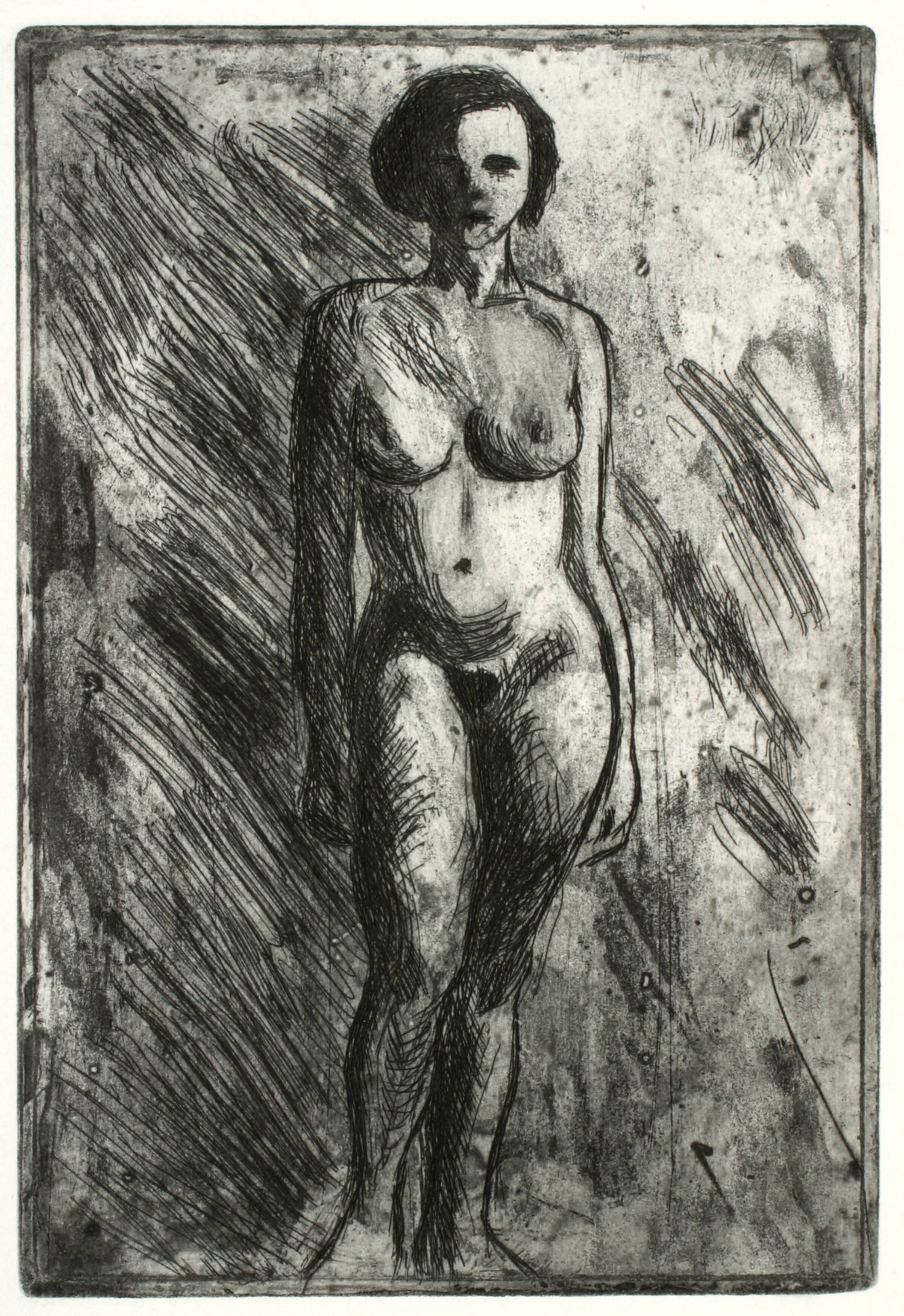Stående nøgen kvindelig model, Kaj Ejstrup, 1934