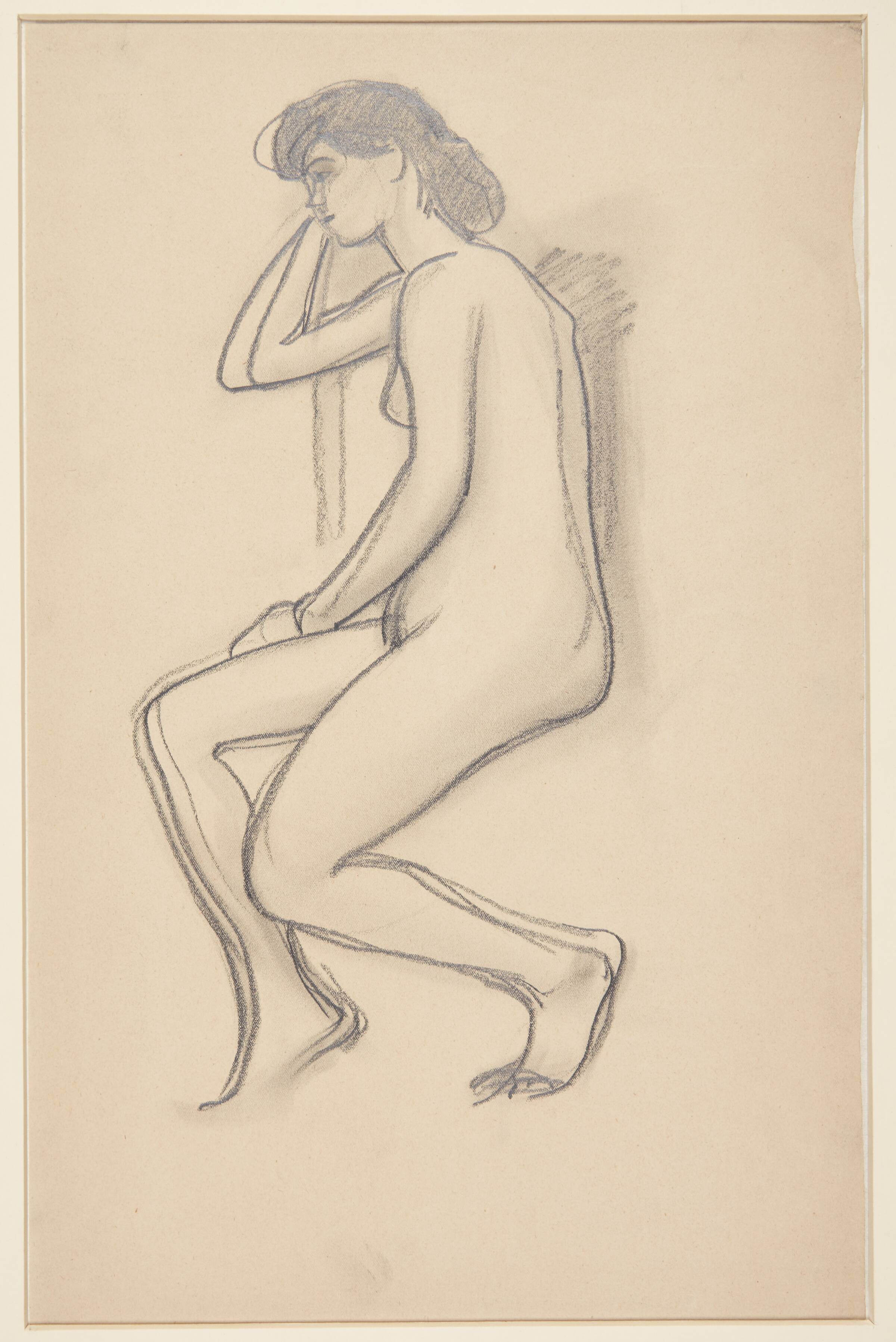 Siddende kvindelig model, set fra siden, Харальд Гирсинг, 1907