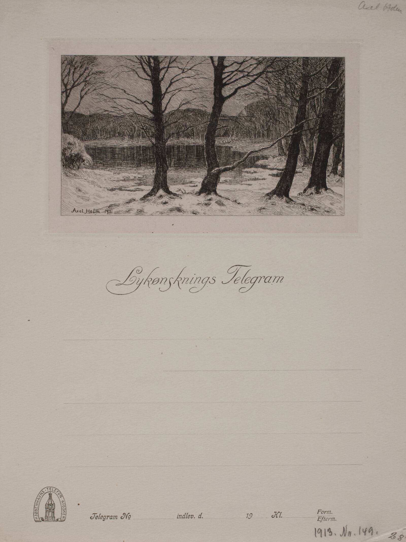 2 telegrammer, Axel Holm, 1911