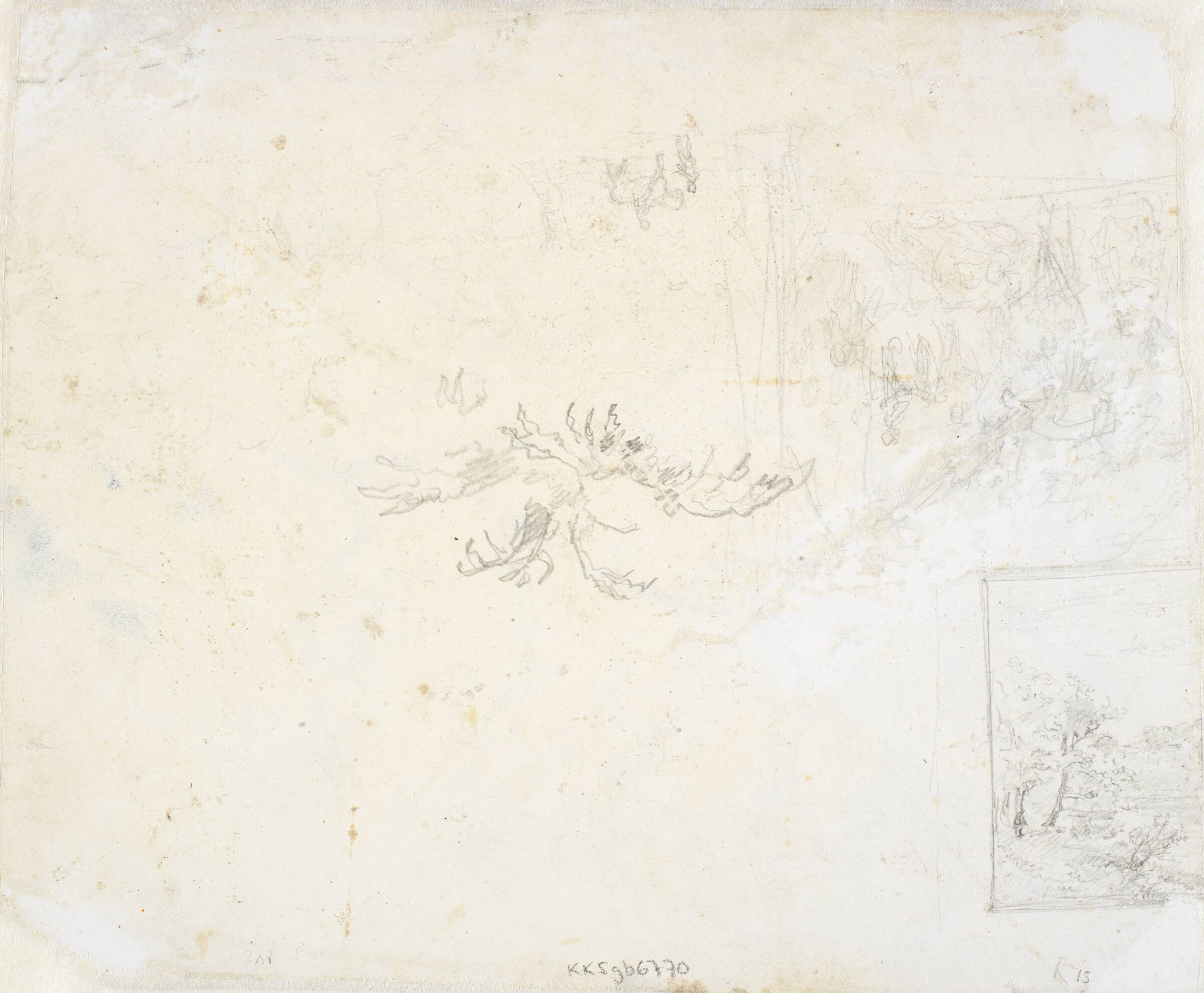 En del af et landskabsbillede. Figur- og plantestudier, Dankvart Dreyer, 1831-1852