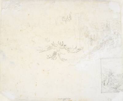 En del af et landskabsbillede. Figur- og plantestudier