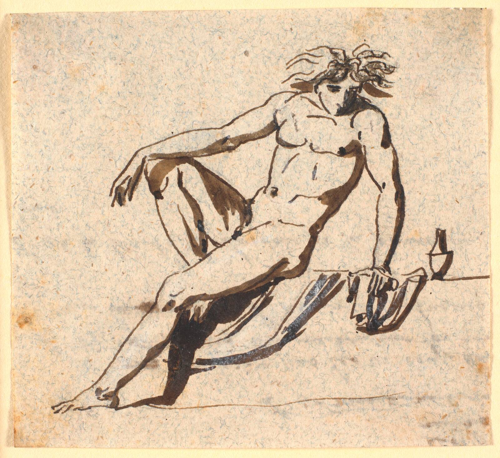 Siddende mandlig model, Nicolai Abildgaard, 1743-1809