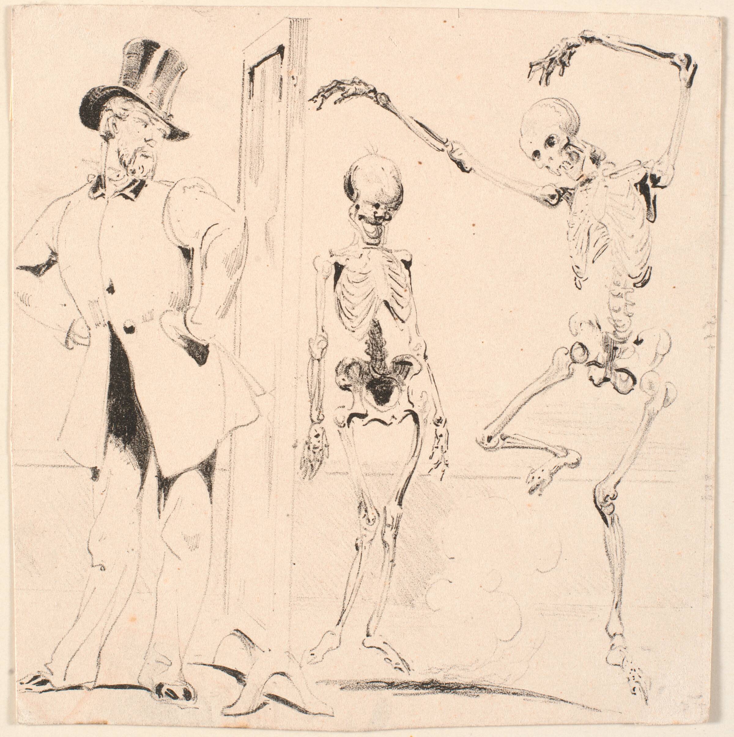 Prøveblad. Herre prøver tøj foran spejl. To benrade, Nicolai Habbe, 1847-1875