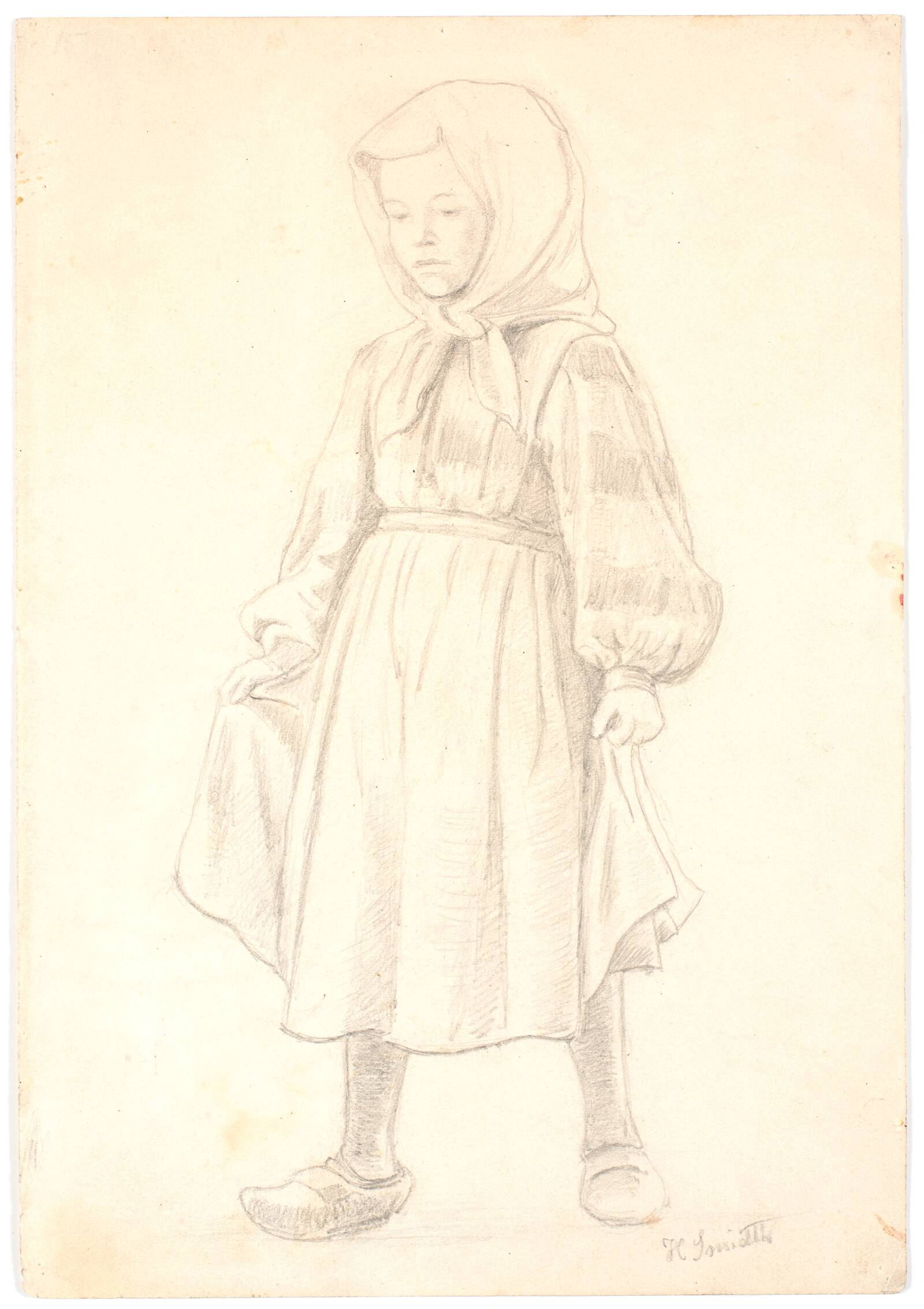 Stående lille bondepige, Hans Smidth, 1870-1875