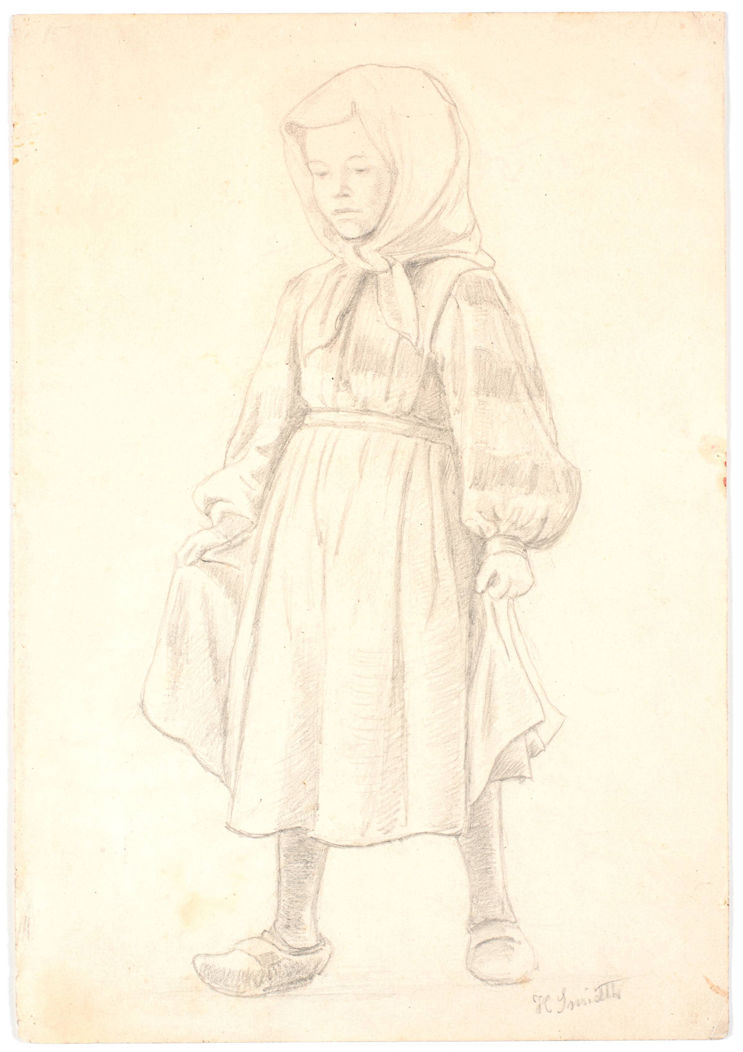 Stående lille bondepige, Hans Smidth, 1870-1875