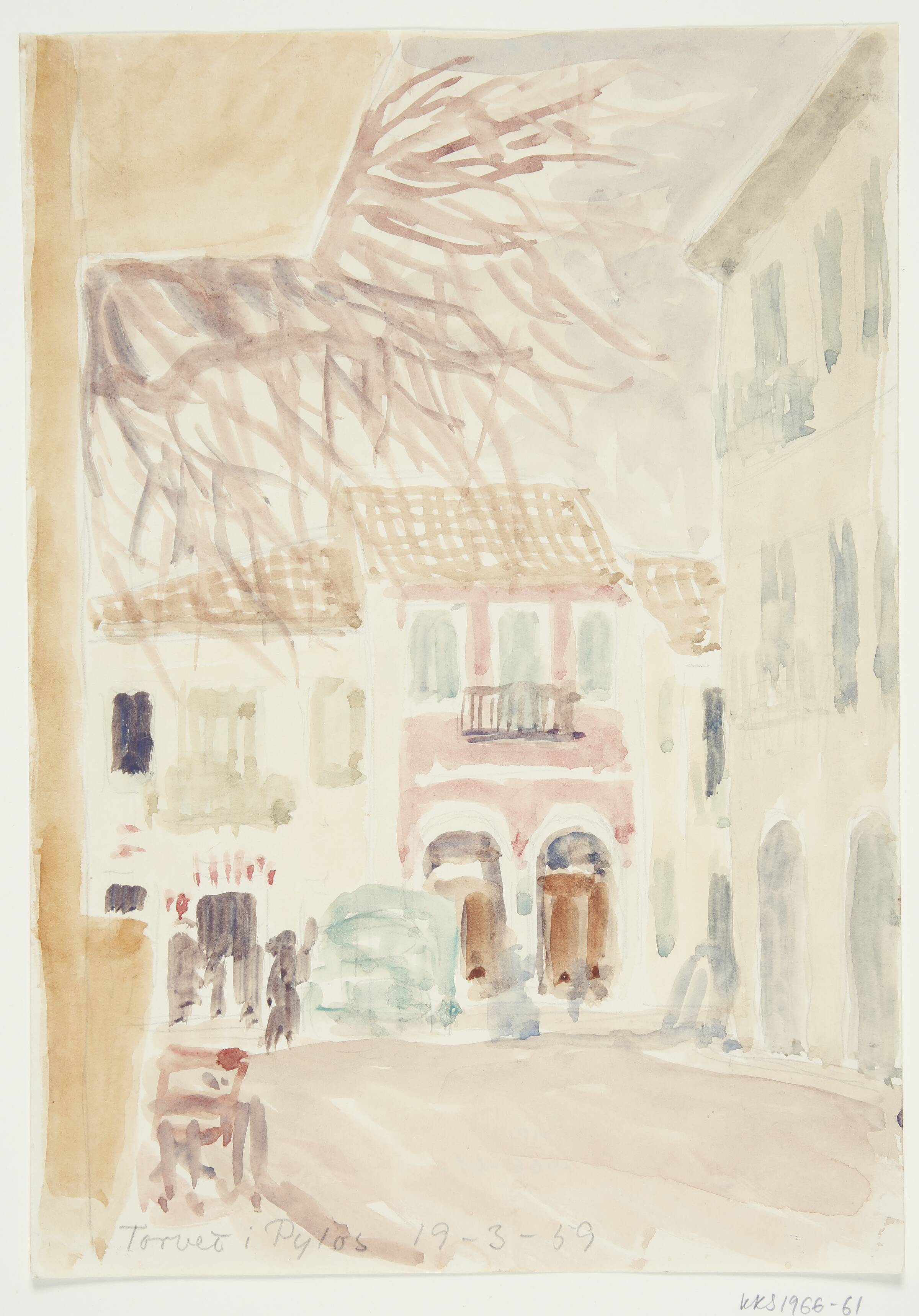 Torvet i Pylos, Grækenland, Krause Rørup, Ellen, 1959