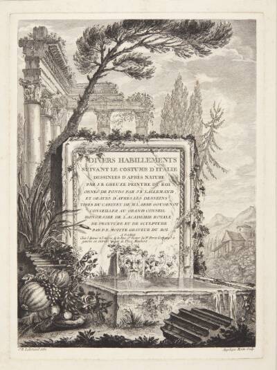 Titelblad til "Italienske klædedragter" (Divers habillements suivant le costume d'Italie)