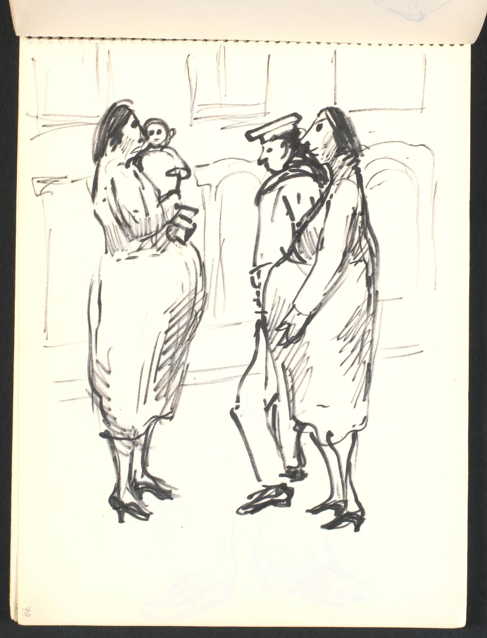 To gravide kvinder i samtale, sømand går forbi, Gottfred Eickhoff, 1952